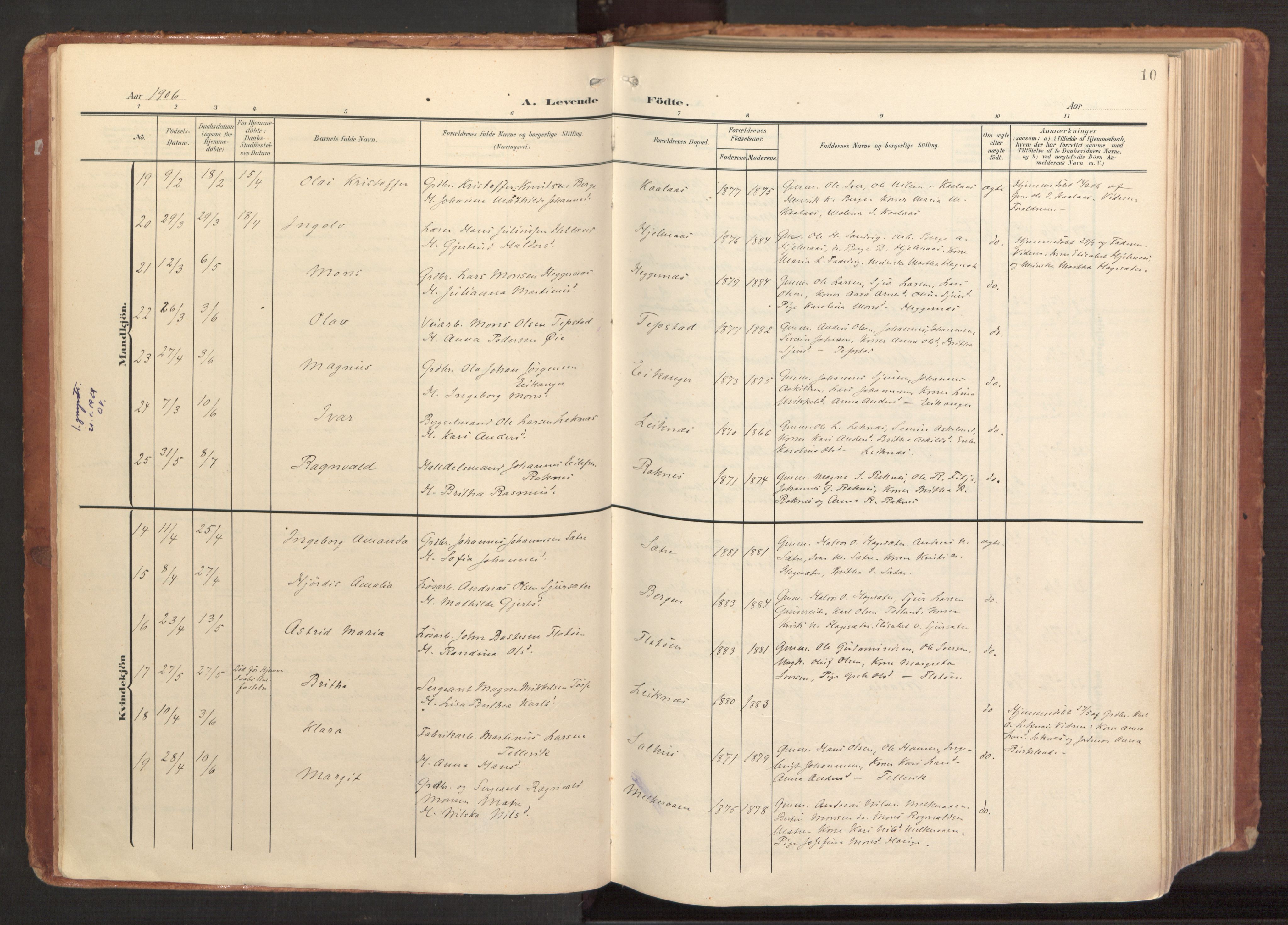 Hamre sokneprestembete, AV/SAB-A-75501/H/Ha/Haa/Haab/L0002: Parish register (official) no. B 2, 1905-1924, p. 10