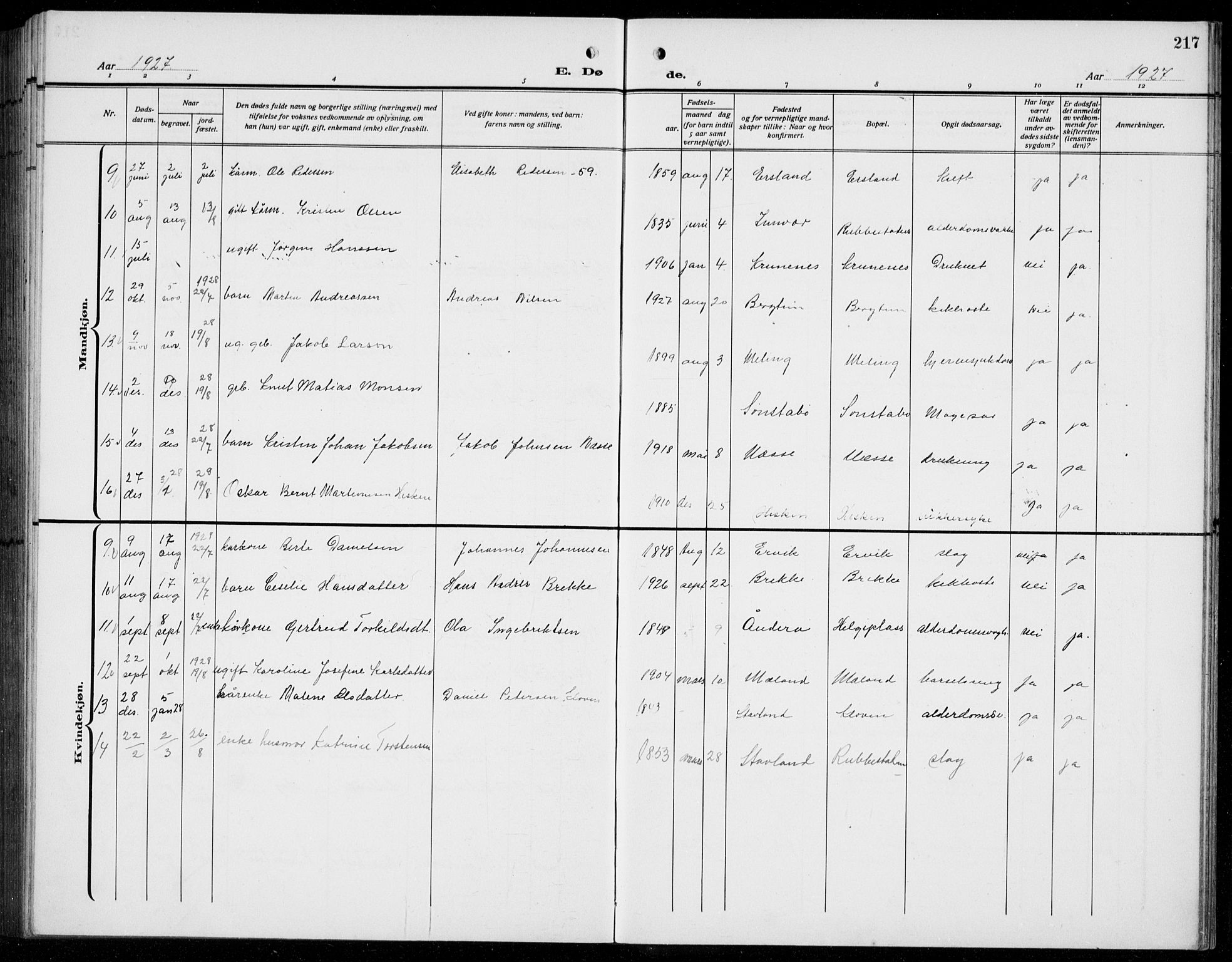 Finnås sokneprestembete, AV/SAB-A-99925/H/Ha/Hab/Habb/L0006: Parish register (copy) no. B 6, 1920-1936, p. 217