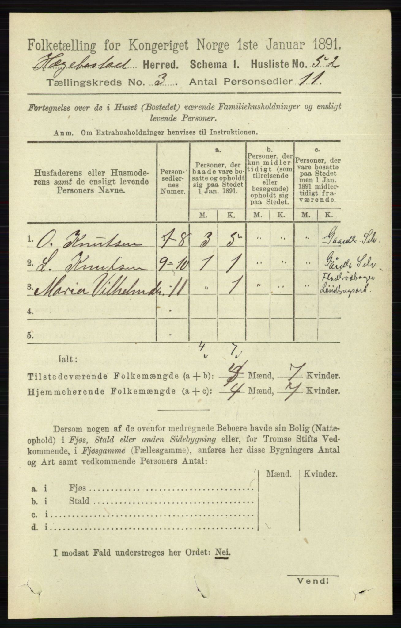 RA, 1891 census for 1034 Hægebostad, 1891, p. 869