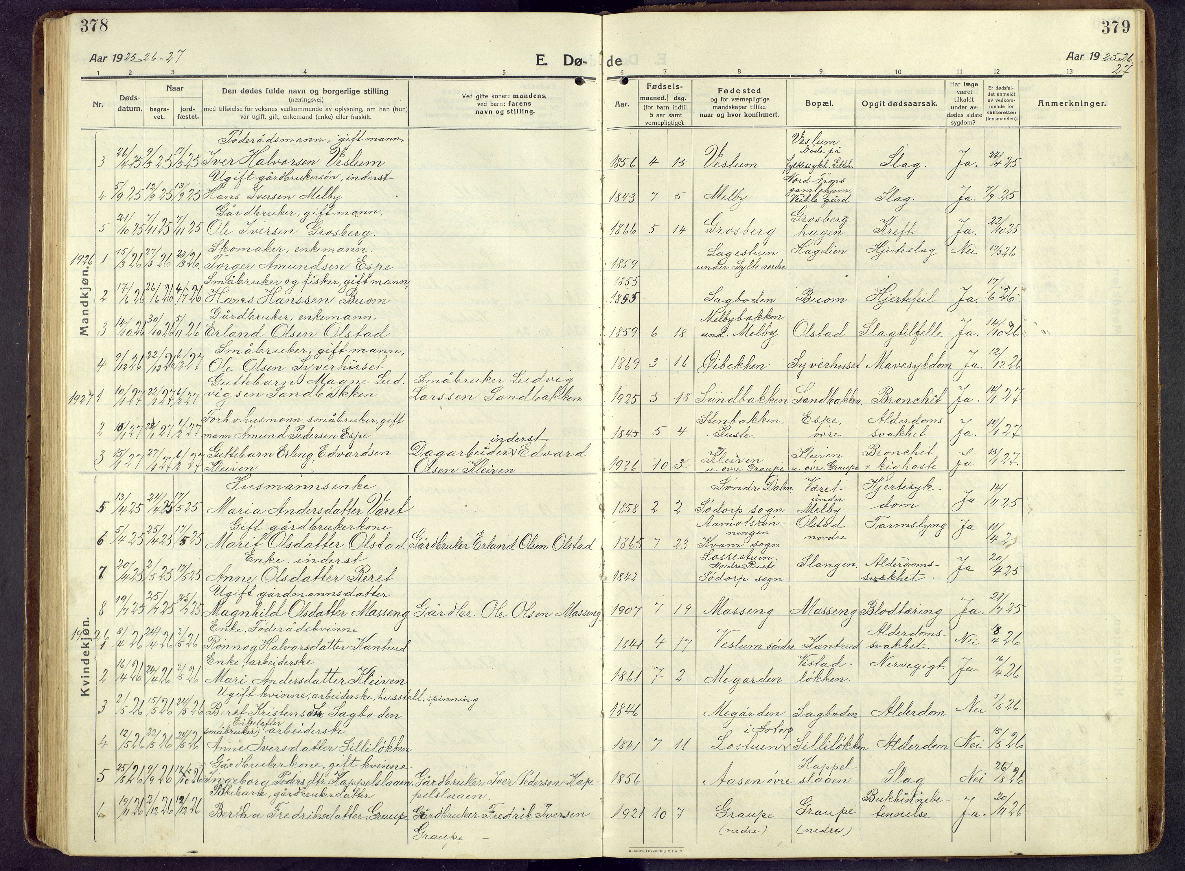 Nord-Fron prestekontor, AV/SAH-PREST-080/H/Ha/Hab/L0009: Parish register (copy) no. 9, 1915-1958, p. 378-379