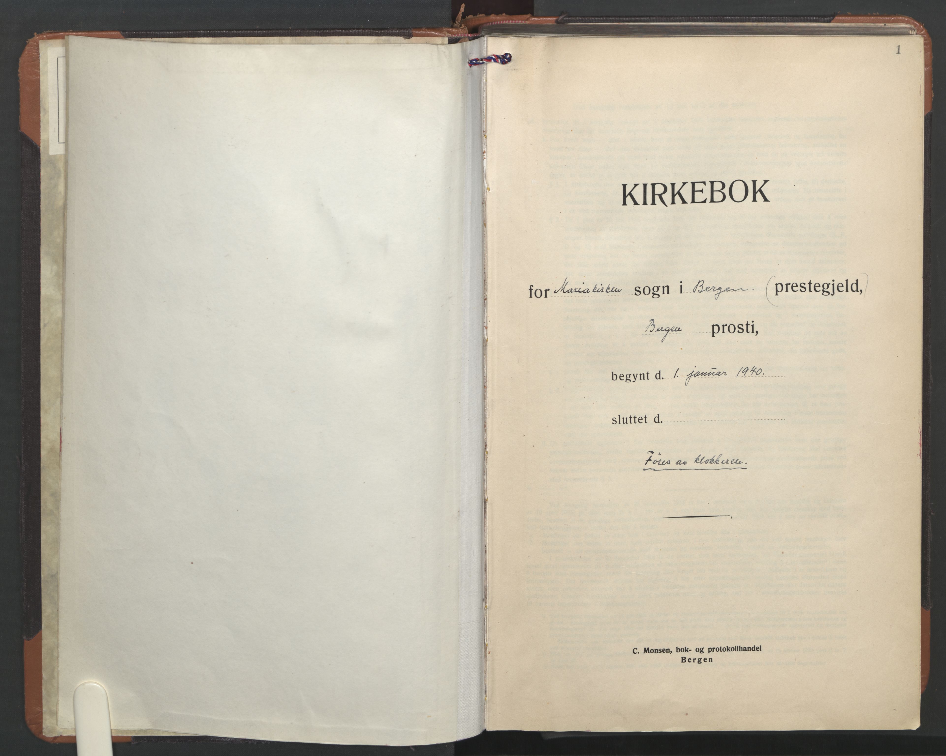 Mariakirken Sokneprestembete, SAB/A-76901/H/Hab/L0007: Parish register (copy) no. A 7, 1940-1972, p. 0b-1a