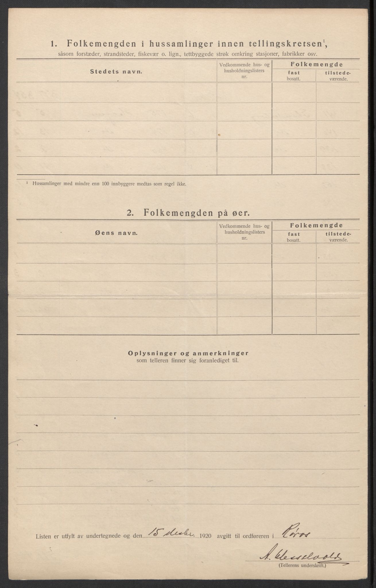 SAT, 1920 census for Røros, 1920, p. 17