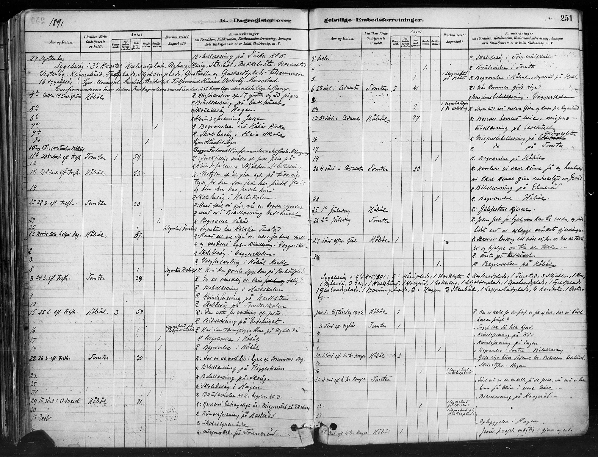 Hobøl prestekontor Kirkebøker, AV/SAO-A-2002/F/Fa/L0005: Parish register (official) no. I 5, 1878-1904, p. 251