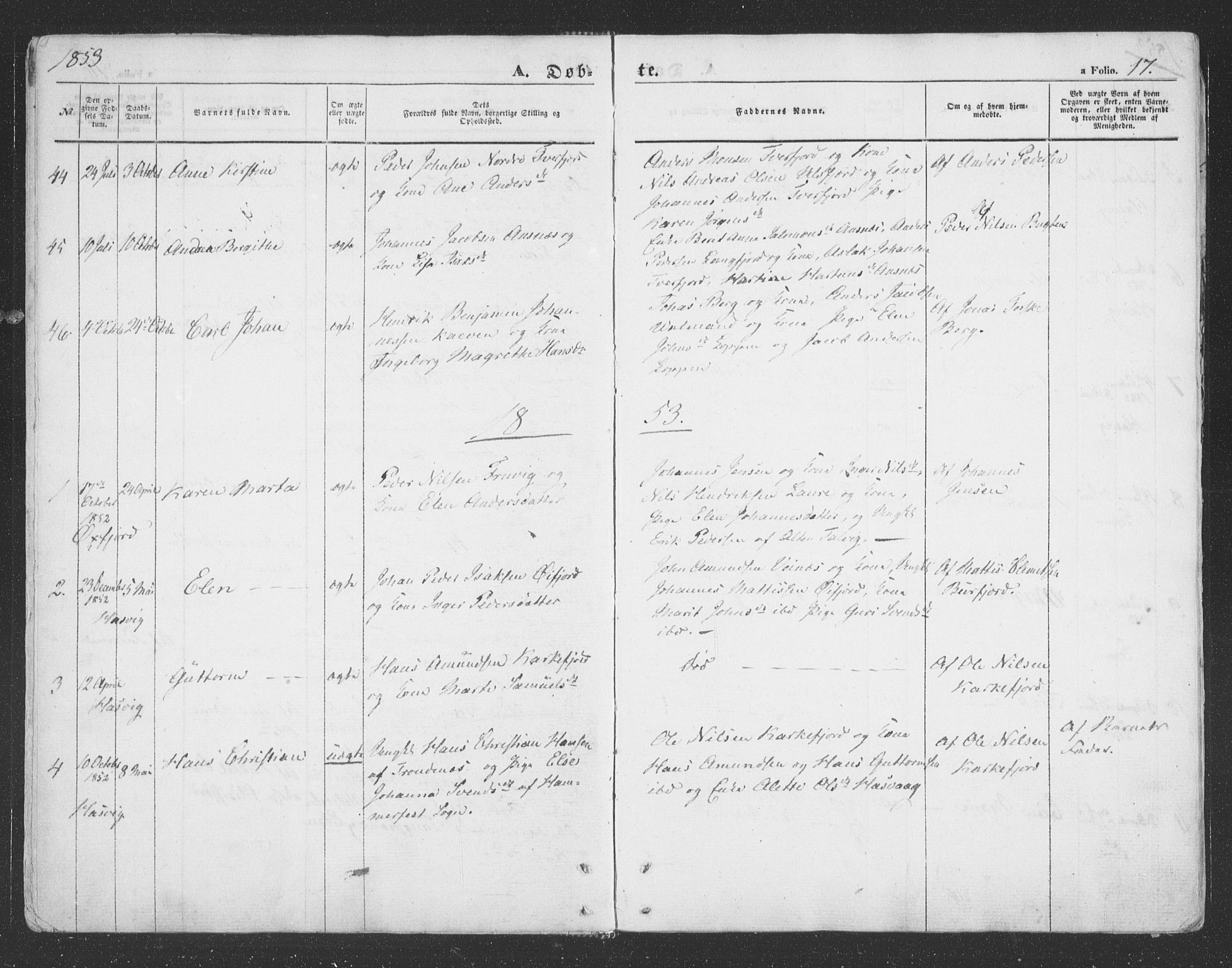 Loppa sokneprestkontor, SATØ/S-1339/H/Ha/L0004kirke: Parish register (official) no. 4, 1849-1868, p. 17