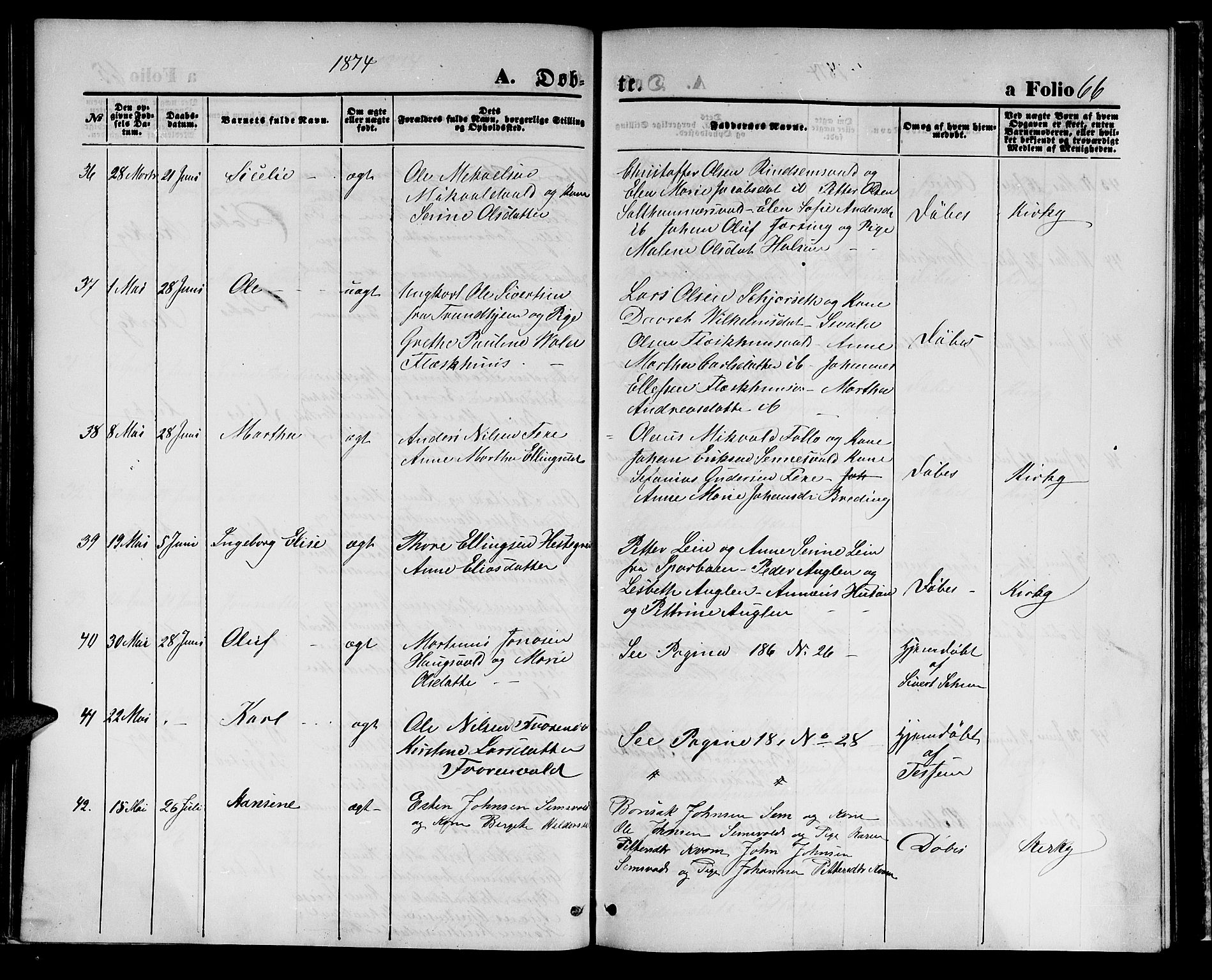 Ministerialprotokoller, klokkerbøker og fødselsregistre - Nord-Trøndelag, AV/SAT-A-1458/723/L0255: Parish register (copy) no. 723C03, 1869-1879, p. 66