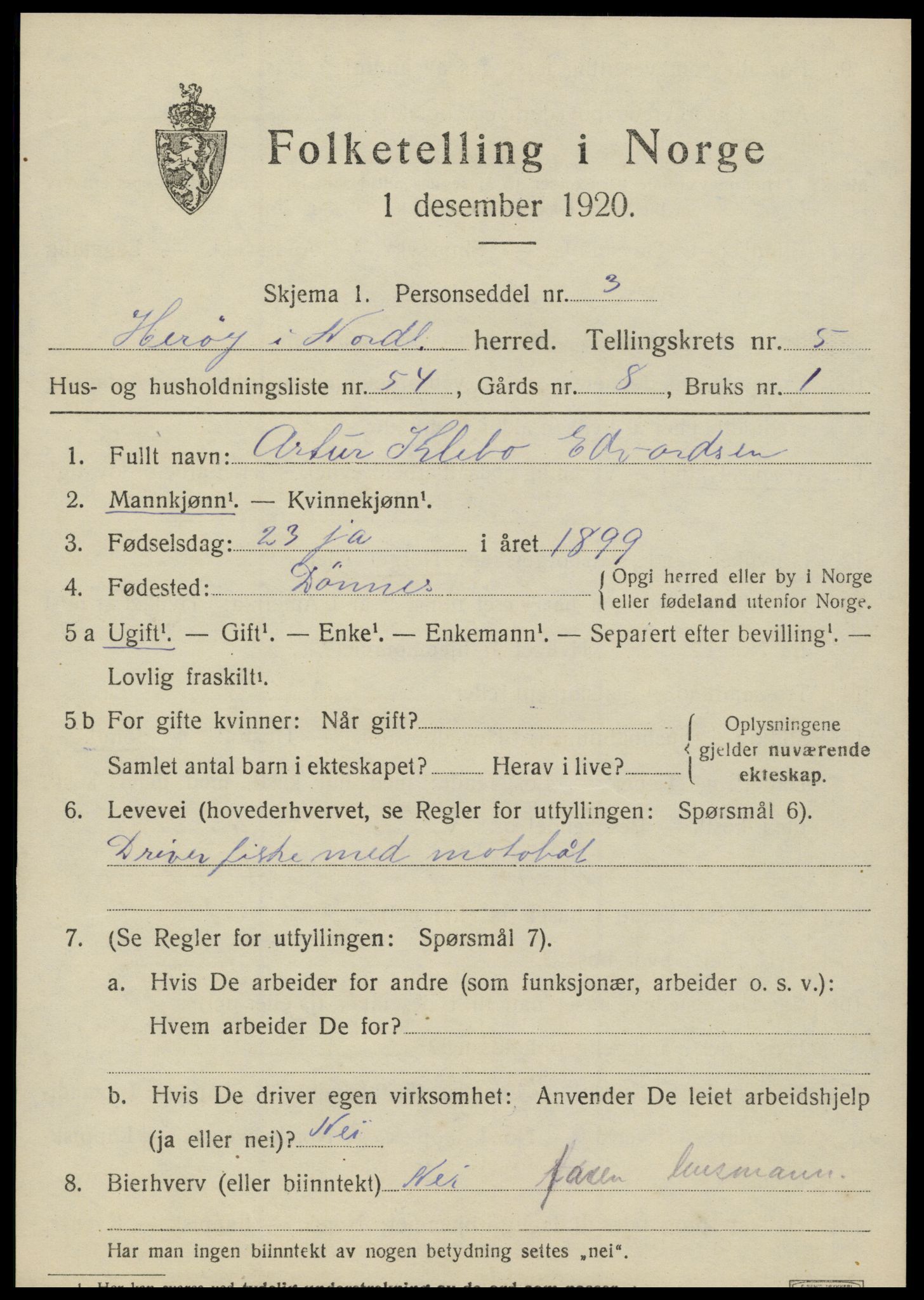 SAT, 1920 census for Herøy, 1920, p. 4124