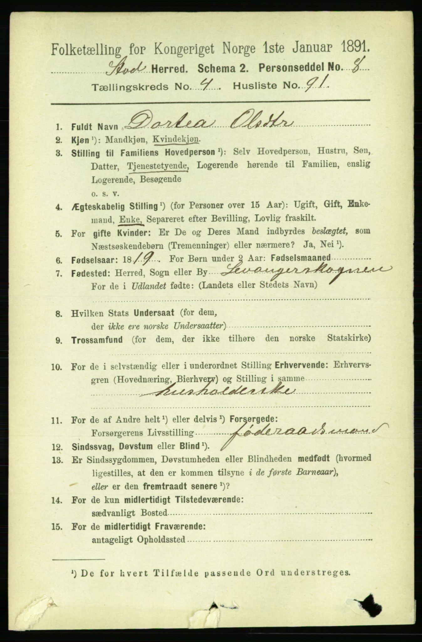 RA, 1891 census for 1734 Stod, 1891, p. 2280