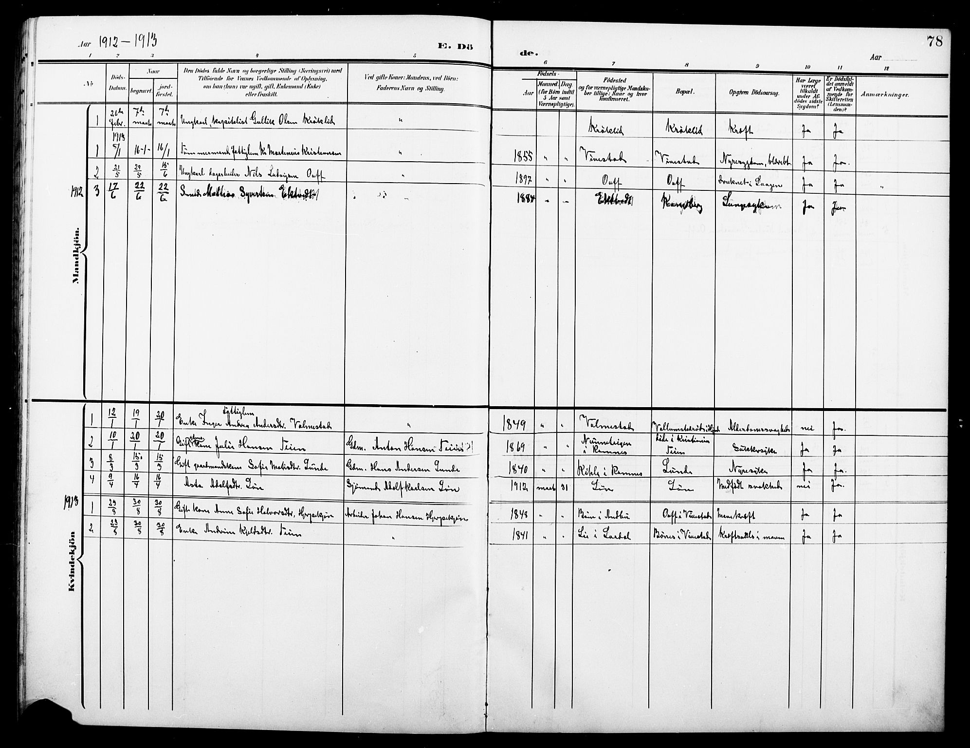 Ramnes kirkebøker, SAKO/A-314/G/Gc/L0002: Parish register (copy) no. III 2, 1903-1924, p. 78