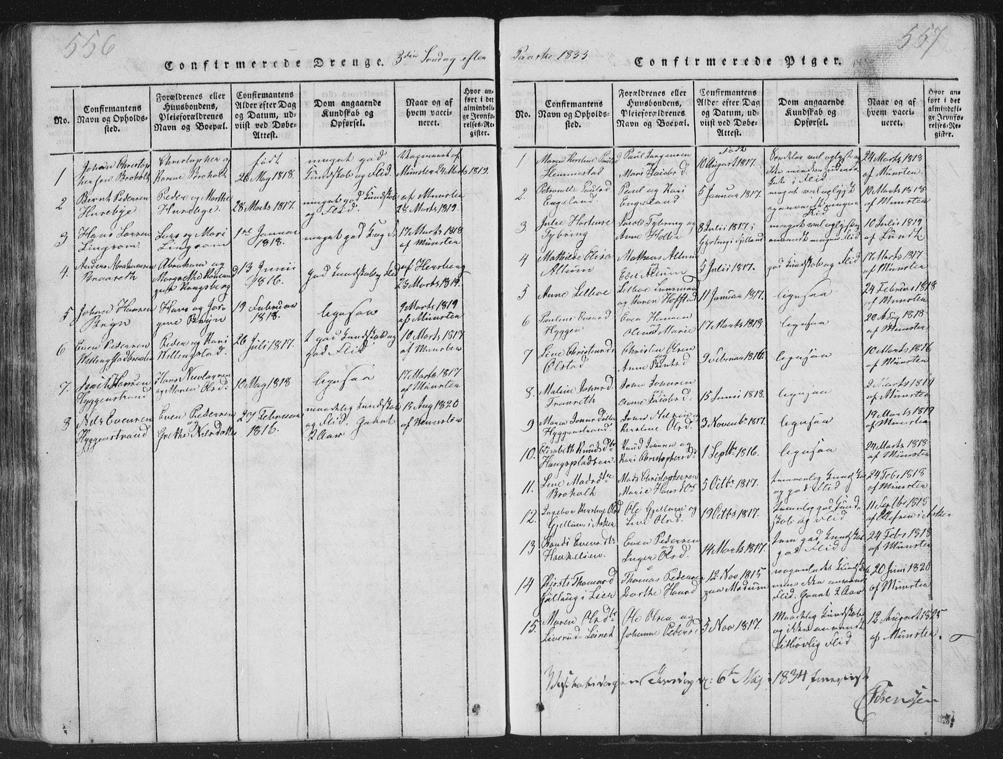 Røyken kirkebøker, SAKO/A-241/G/Ga/L0003: Parish register (copy) no. 3, 1814-1856, p. 556-557