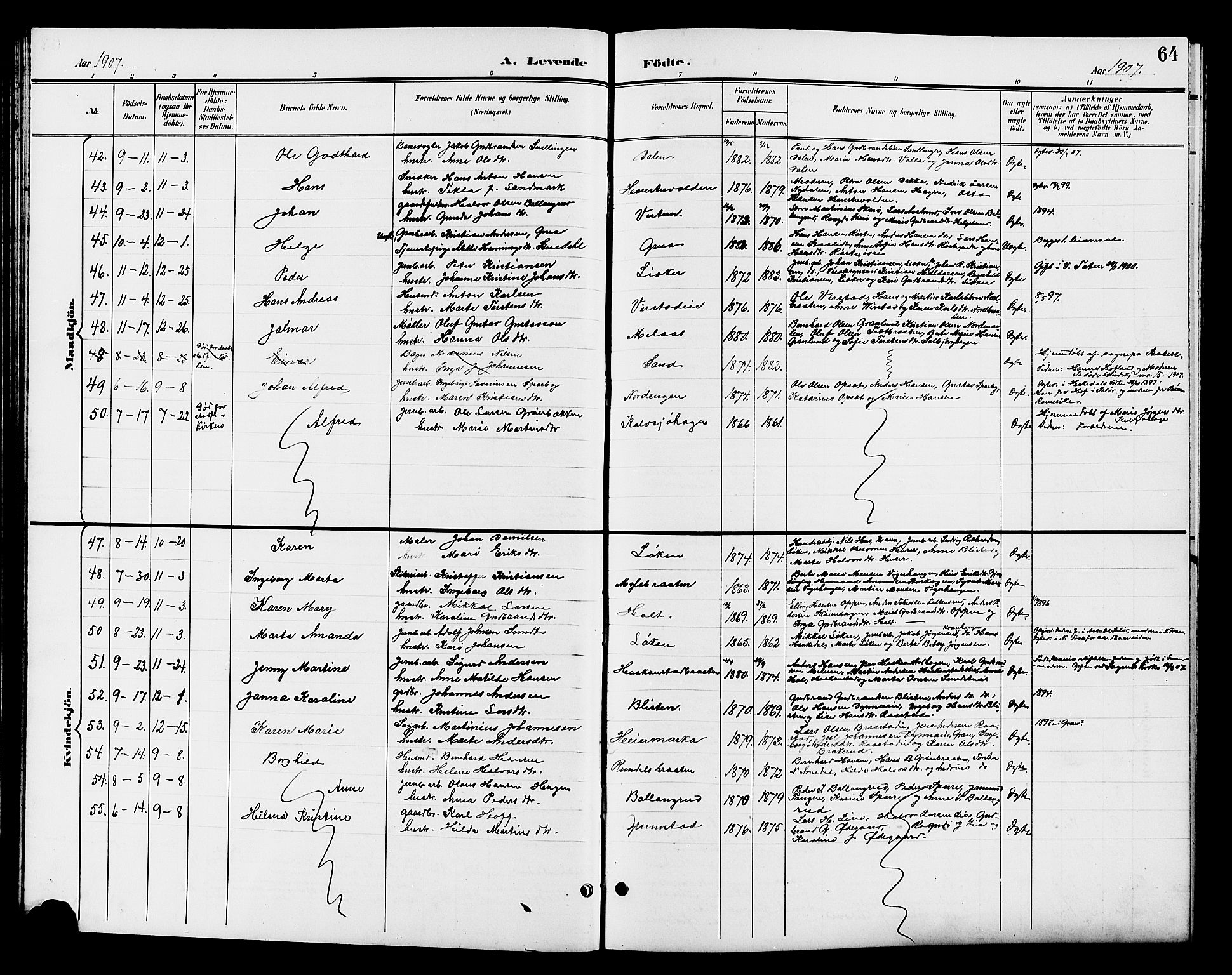 Jevnaker prestekontor, SAH/PREST-116/H/Ha/Hab/L0003: Parish register (copy) no. 3, 1896-1909, p. 64
