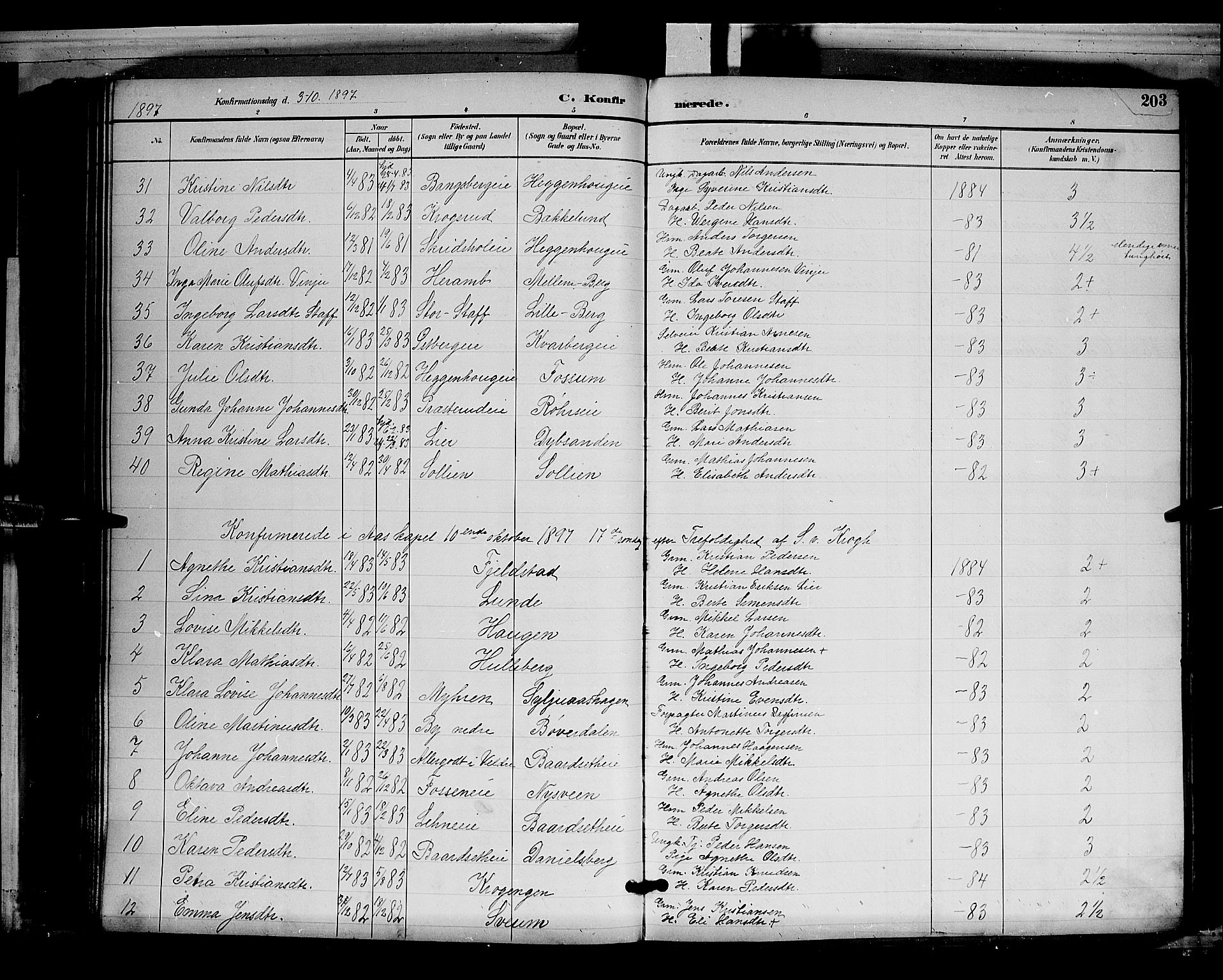 Ringsaker prestekontor, SAH/PREST-014/L/La/L0012: Parish register (copy) no. 12, 1891-1902, p. 203