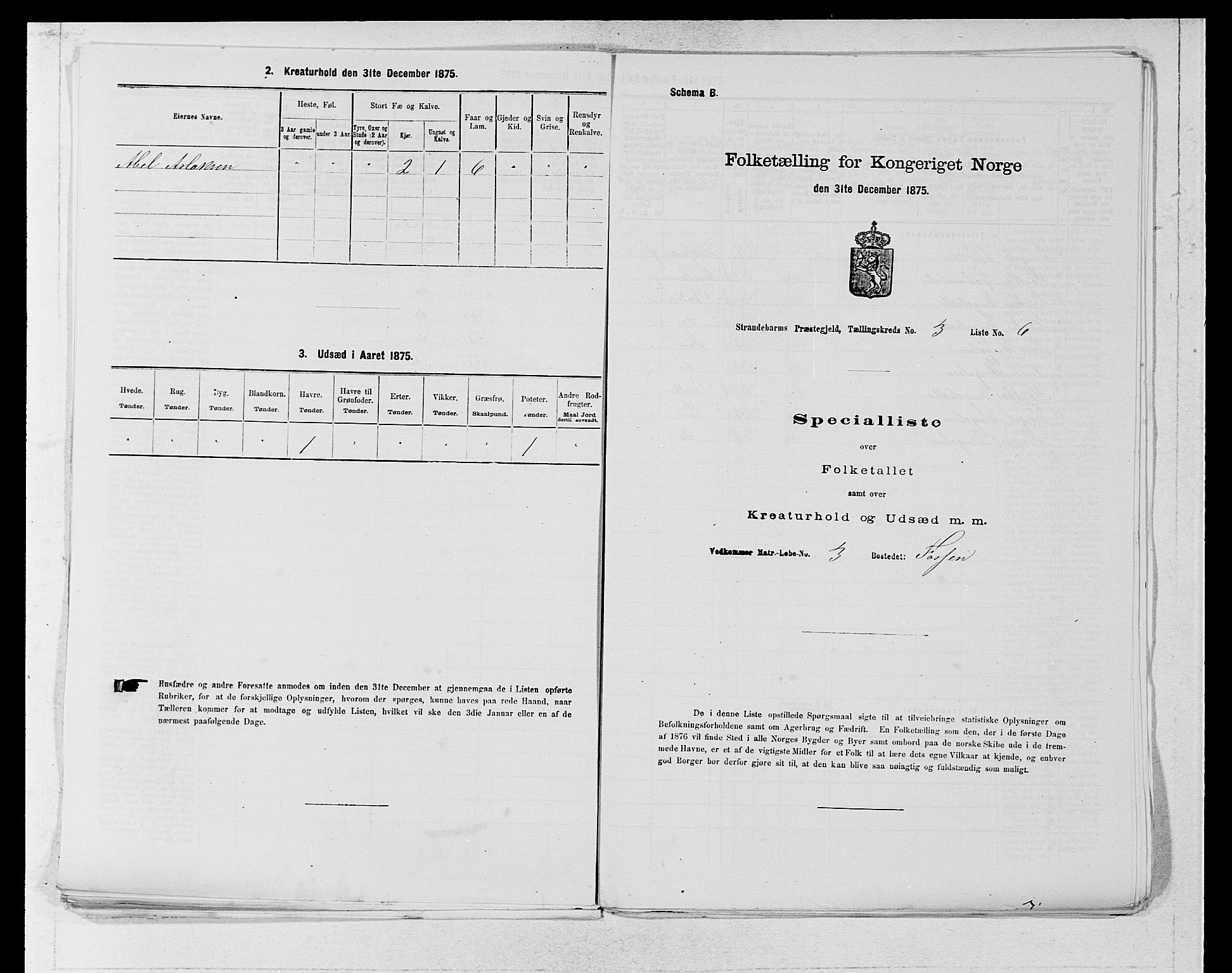 SAB, 1875 census for 1226P Strandebarm, 1875, p. 333