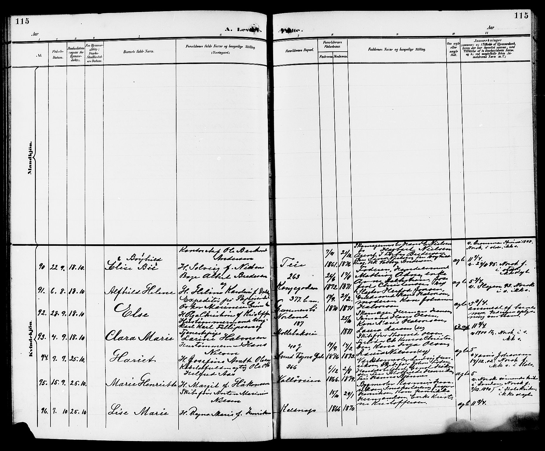 Tønsberg kirkebøker, AV/SAKO-A-330/G/Ga/L0007: Parish register (copy) no. 7, 1896-1904, p. 115