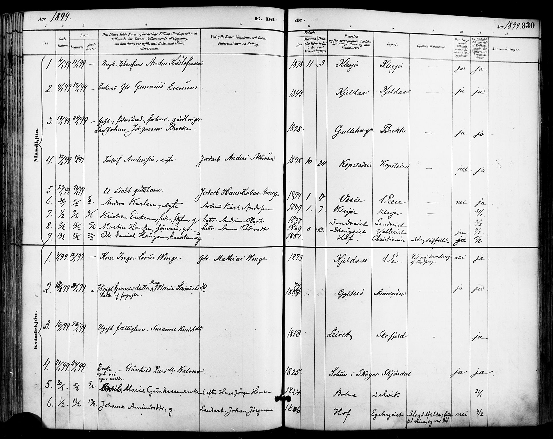 Sande Kirkebøker, AV/SAKO-A-53/F/Fa/L0007: Parish register (official) no. 7, 1888-1903, p. 330