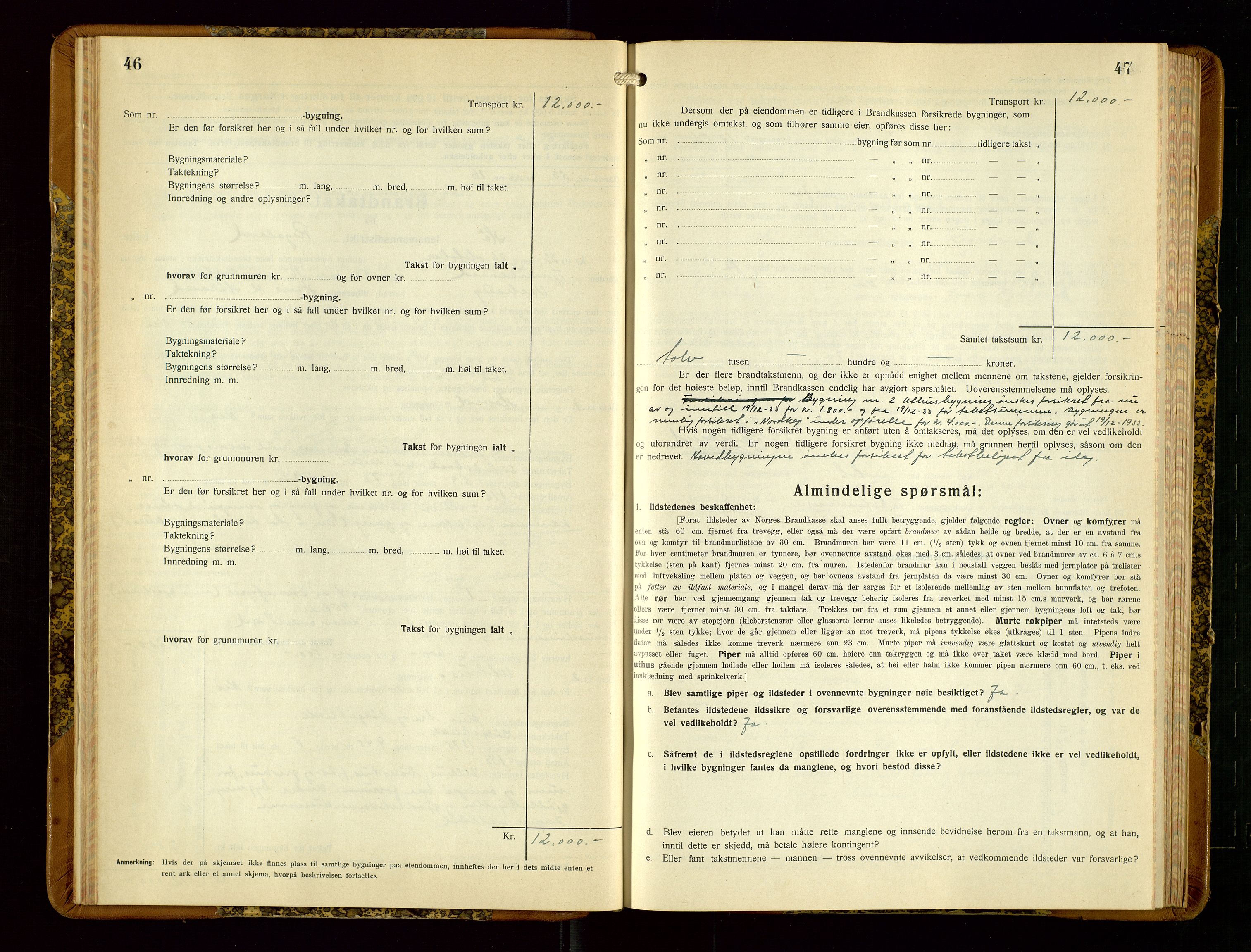 Hå lensmannskontor, AV/SAST-A-100456/Goa/L0006: Takstprotokoll (skjema), 1932-1938, p. 46-47