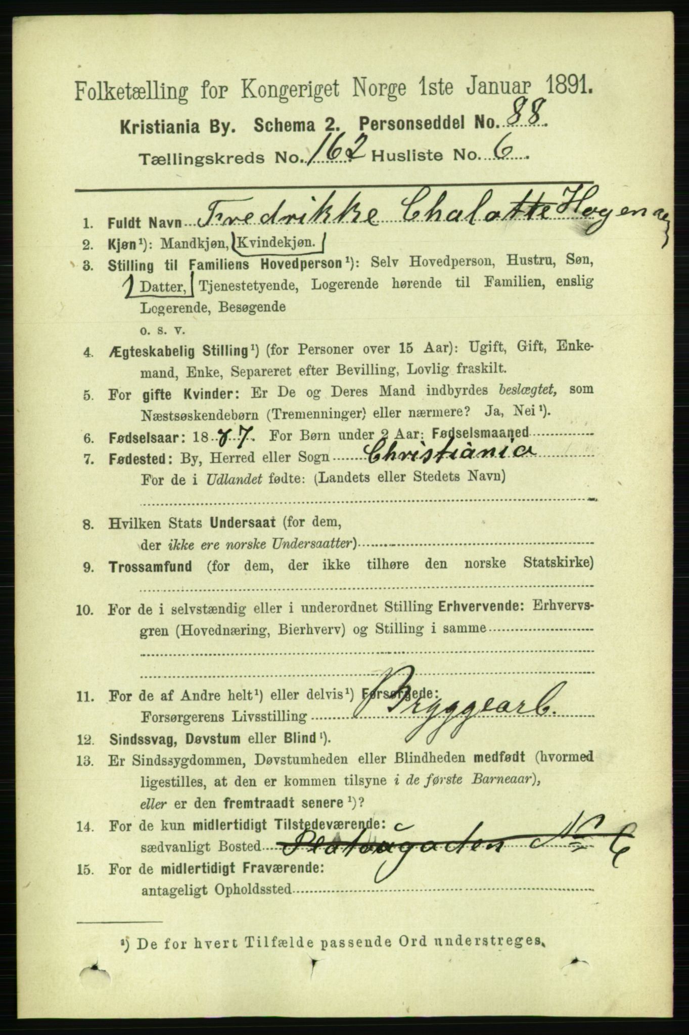 RA, 1891 census for 0301 Kristiania, 1891, p. 93102