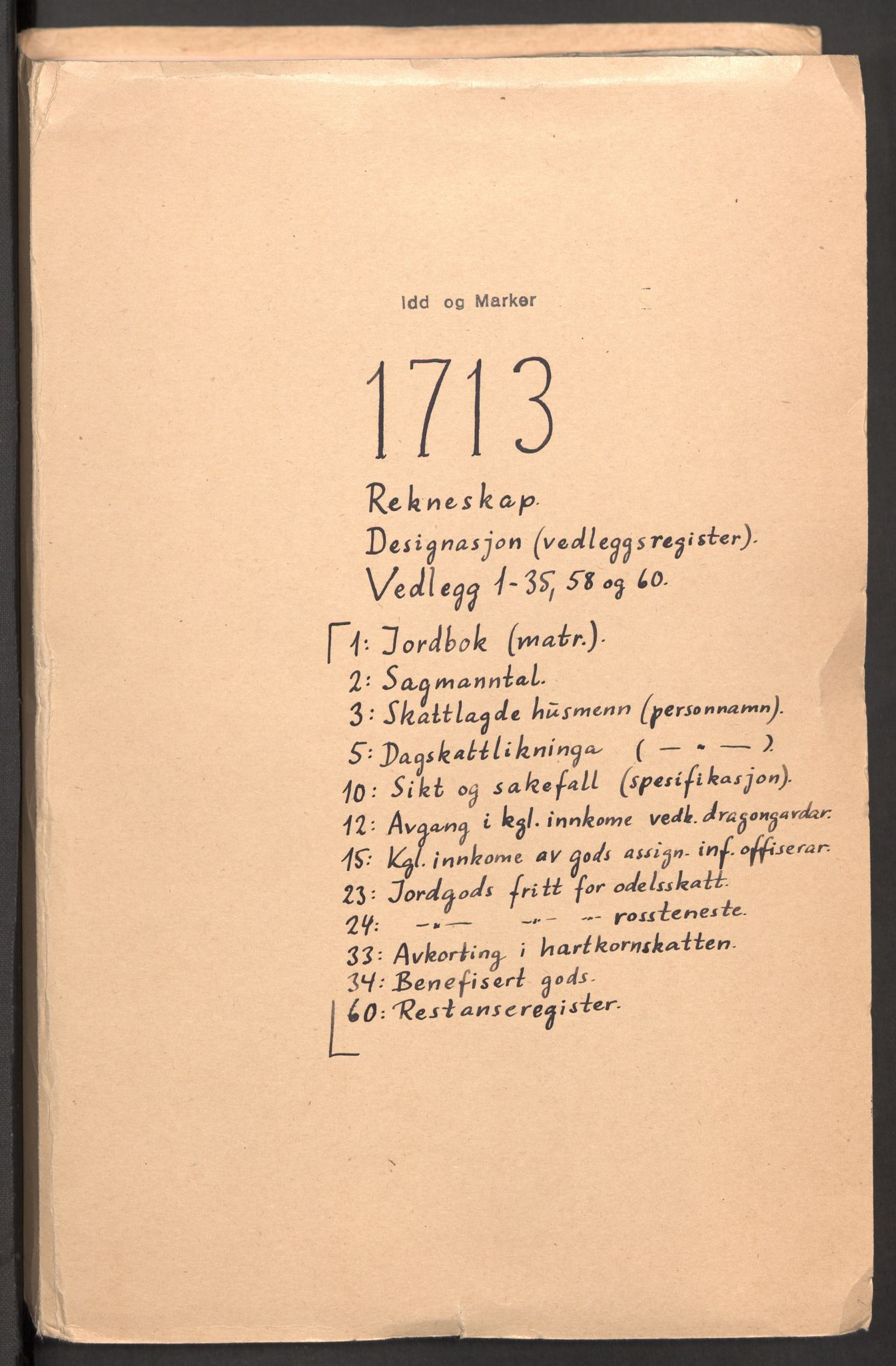 Rentekammeret inntil 1814, Reviderte regnskaper, Fogderegnskap, RA/EA-4092/R01/L0022: Fogderegnskap Idd og Marker, 1713-1714, p. 2