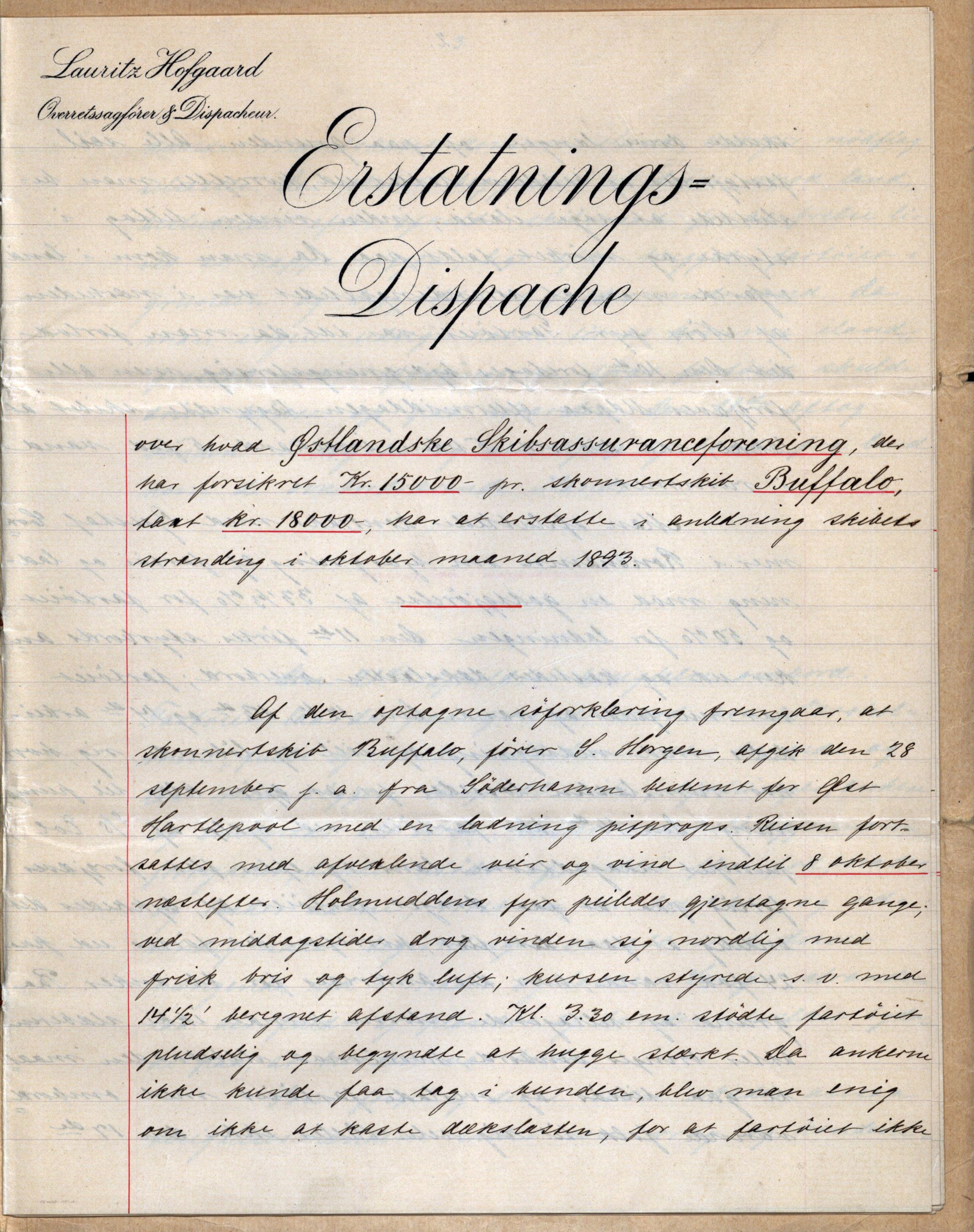 Pa 63 - Østlandske skibsassuranceforening, VEMU/A-1079/G/Ga/L0029/0009: Havaridokumenter / Anette, Agathe, Agra, Buffalo, 1893, p. 15