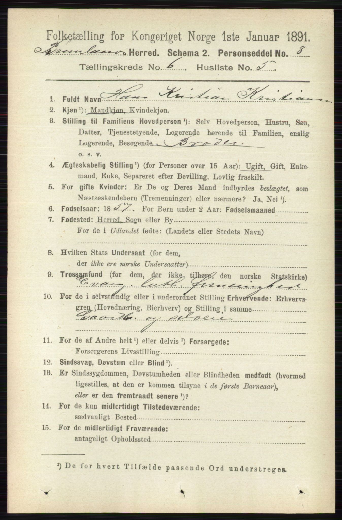 RA, 1891 census for 0726 Brunlanes, 1891, p. 2659