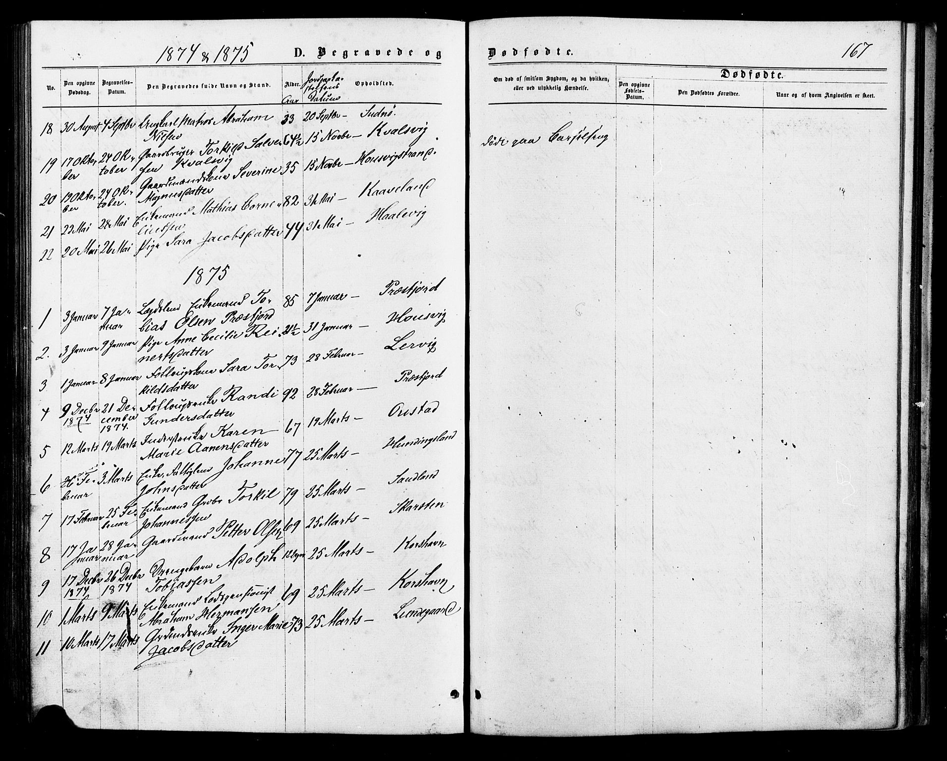 Lyngdal sokneprestkontor, AV/SAK-1111-0029/F/Fa/Faa/L0003: Parish register (official) no. A 3, 1871-1882, p. 167