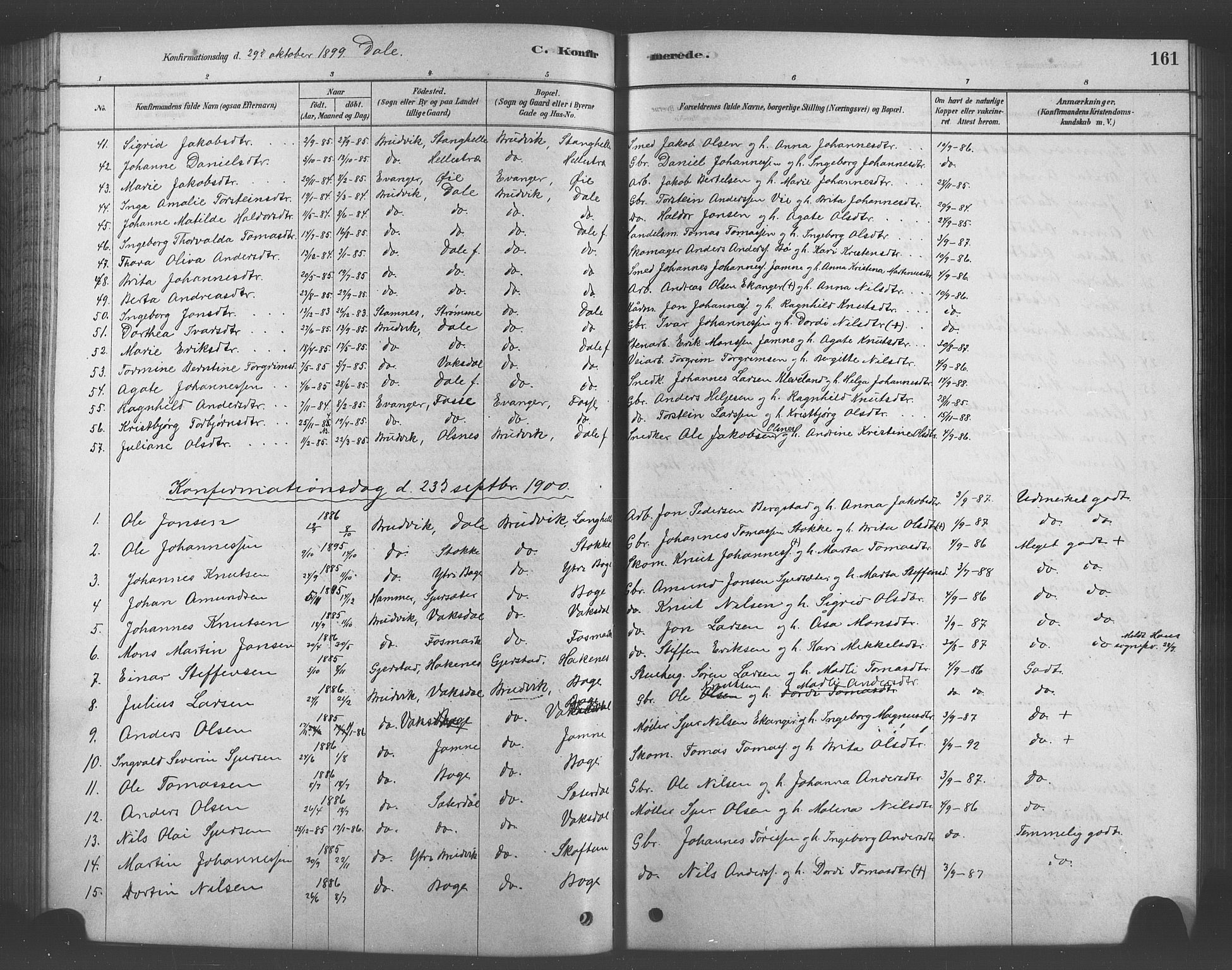Bruvik Sokneprestembete, SAB/A-74701/H/Hab: Parish register (copy) no. A 1, 1878-1907, p. 161