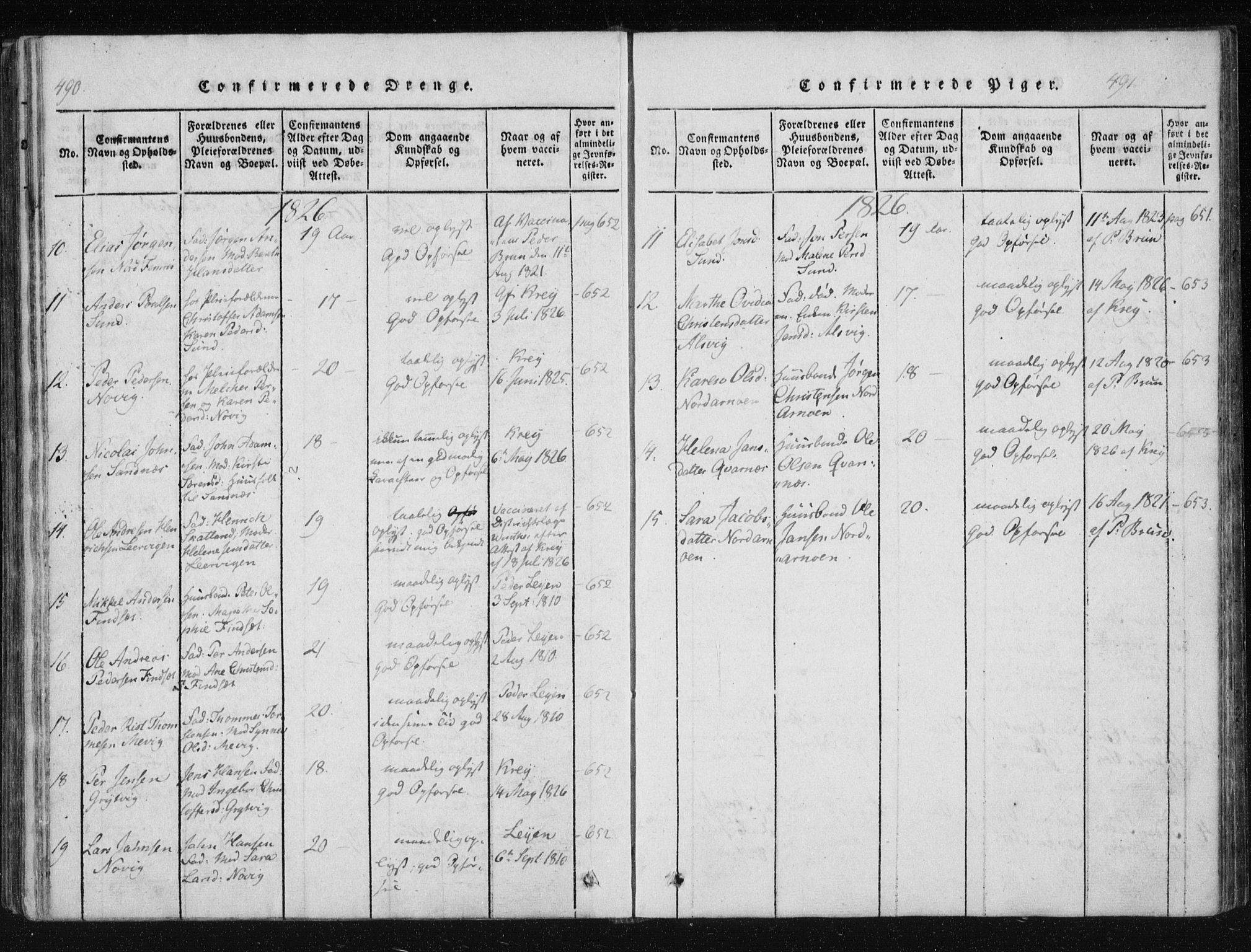 Ministerialprotokoller, klokkerbøker og fødselsregistre - Nordland, AV/SAT-A-1459/805/L0096: Parish register (official) no. 805A03, 1820-1837, p. 490-491