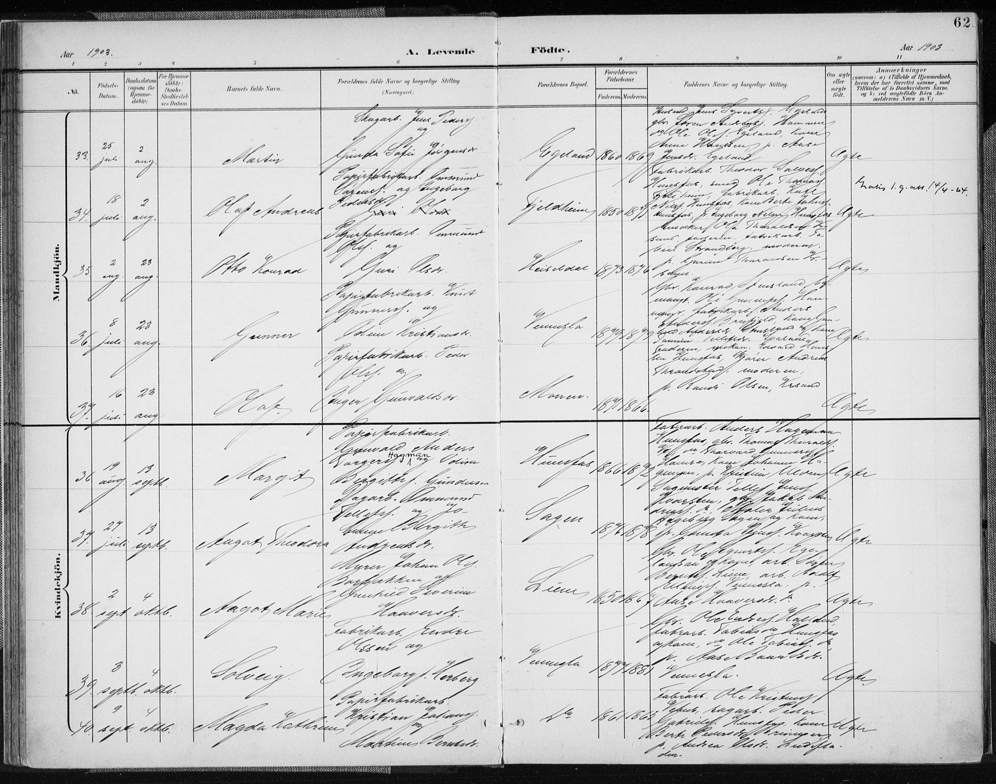 Vennesla sokneprestkontor, AV/SAK-1111-0045/Fa/Fab/L0005: Parish register (official) no. A 5, 1897-1909, p. 62