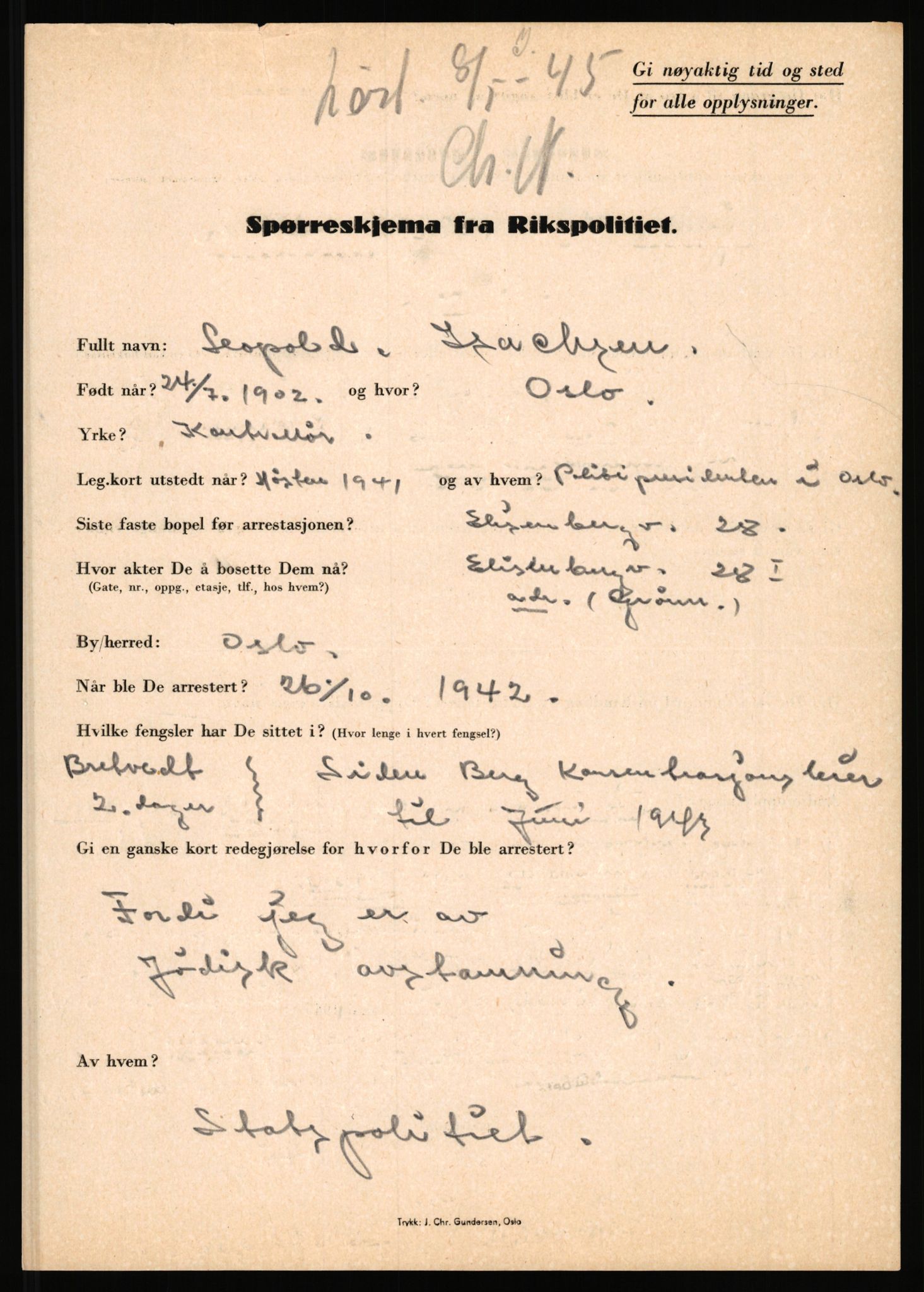 Rikspolitisjefen, AV/RA-S-1560/L/L0007: Heen, Erik C. - Iversen, Trygve, 1940-1945, p. 1201