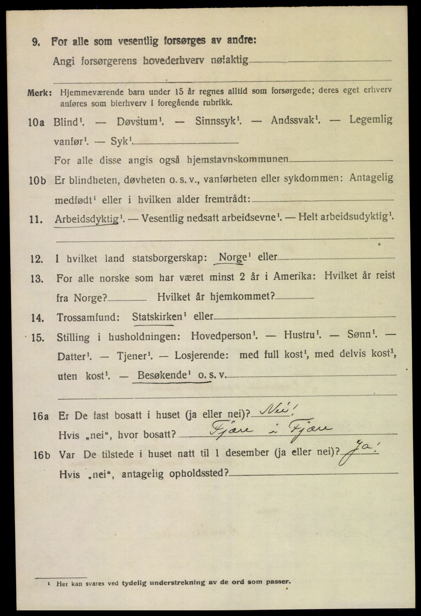 SAK, 1920 census for Froland, 1920, p. 1864