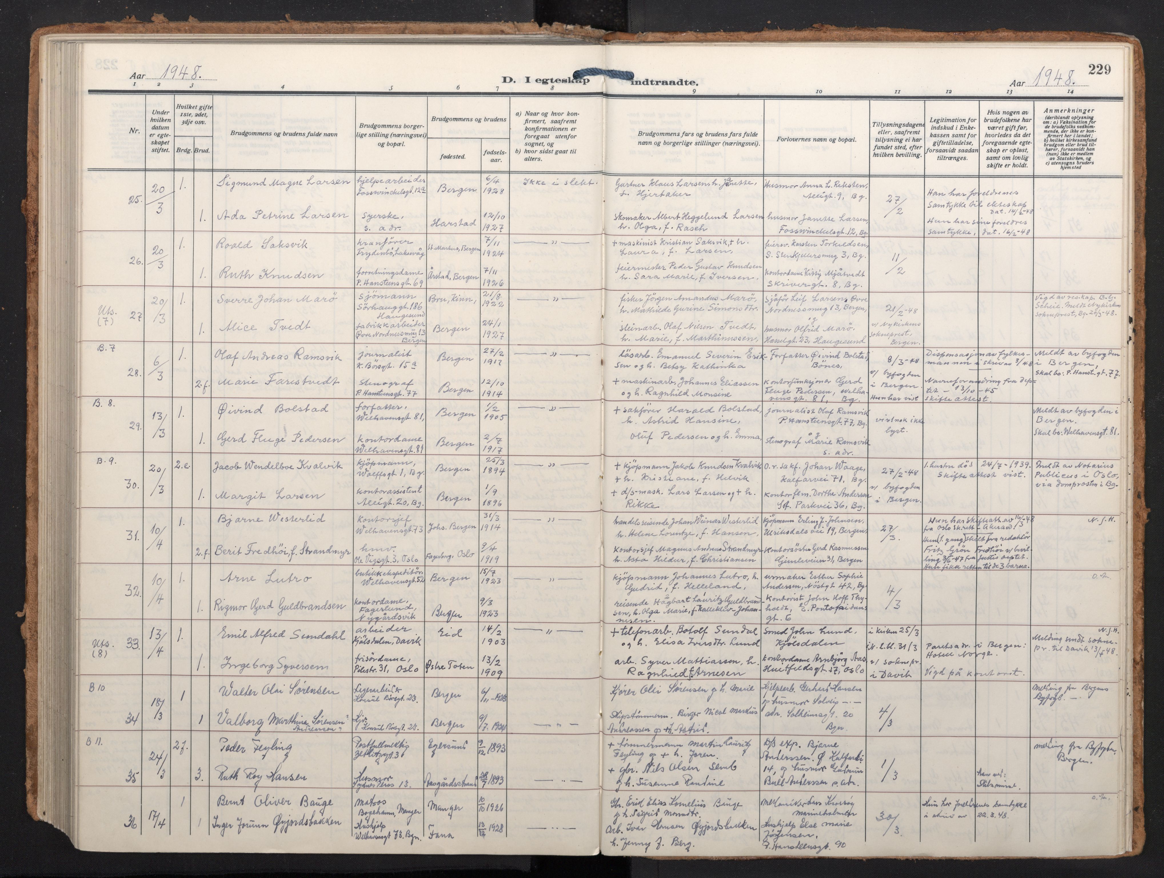 Johanneskirken sokneprestembete, AV/SAB-A-76001/H/Haa/L0014: Parish register (official) no. D 3, 1929-1949, p. 228b-229a