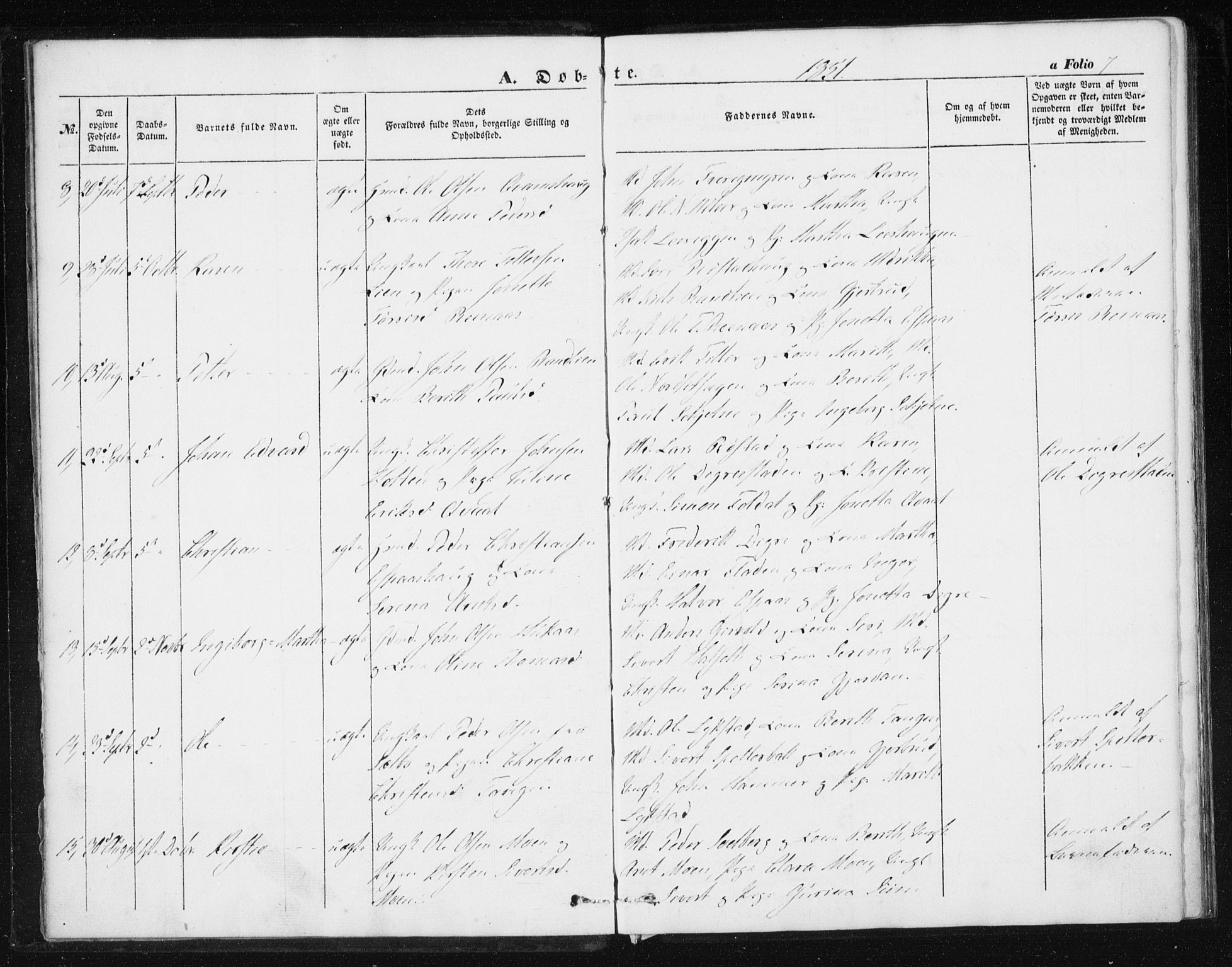Ministerialprotokoller, klokkerbøker og fødselsregistre - Sør-Trøndelag, SAT/A-1456/608/L0332: Parish register (official) no. 608A01, 1848-1861, p. 7