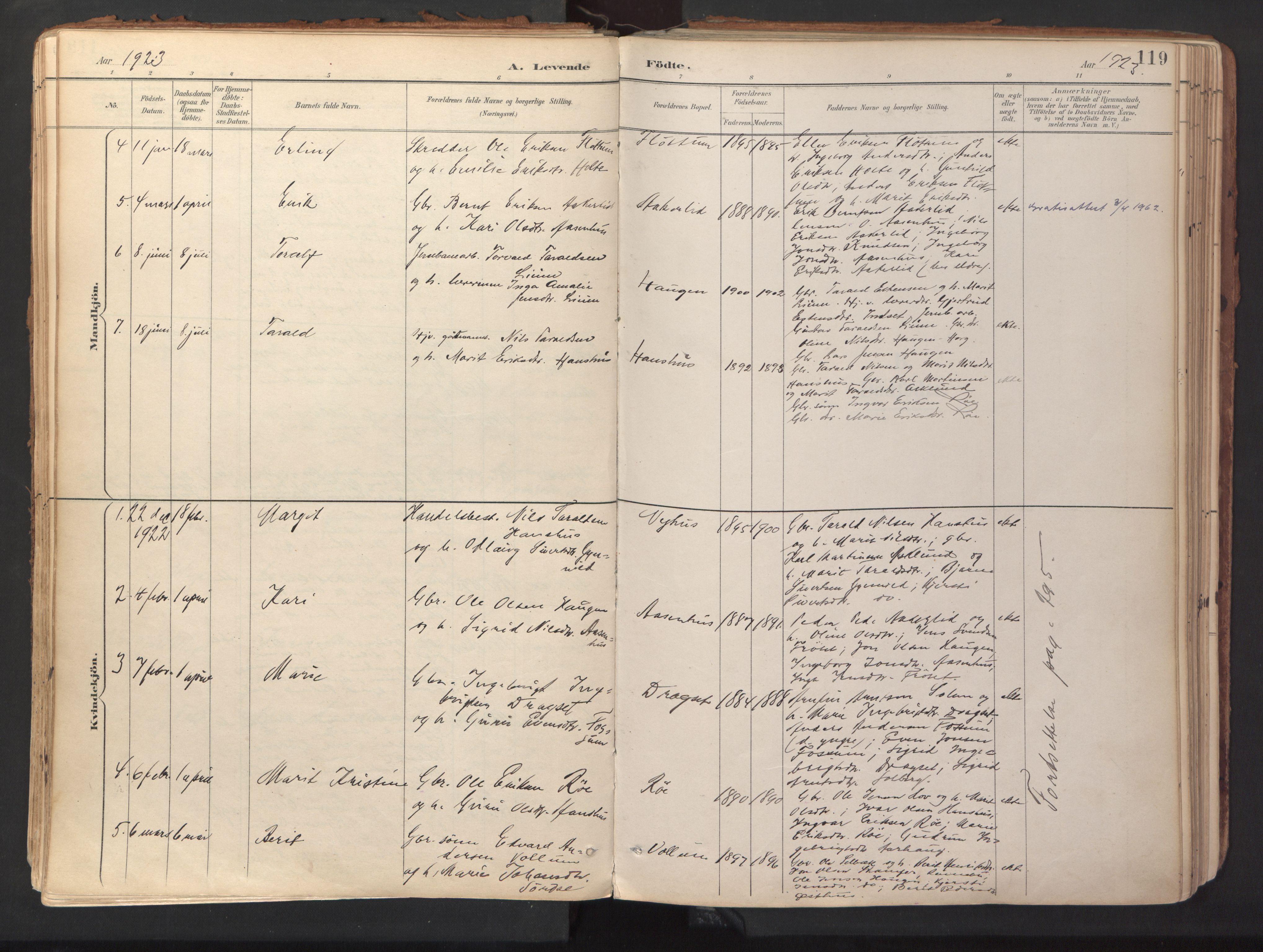 Ministerialprotokoller, klokkerbøker og fødselsregistre - Sør-Trøndelag, SAT/A-1456/689/L1041: Parish register (official) no. 689A06, 1891-1923, p. 119