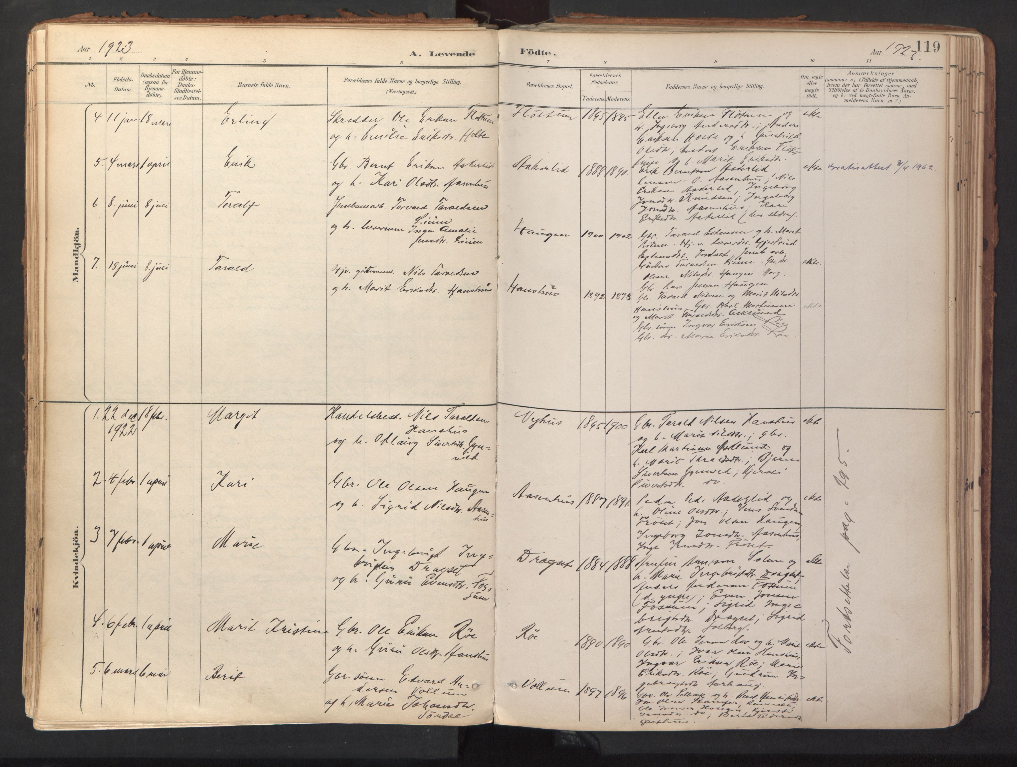 Ministerialprotokoller, klokkerbøker og fødselsregistre - Sør-Trøndelag, AV/SAT-A-1456/689/L1041: Parish register (official) no. 689A06, 1891-1923, p. 119