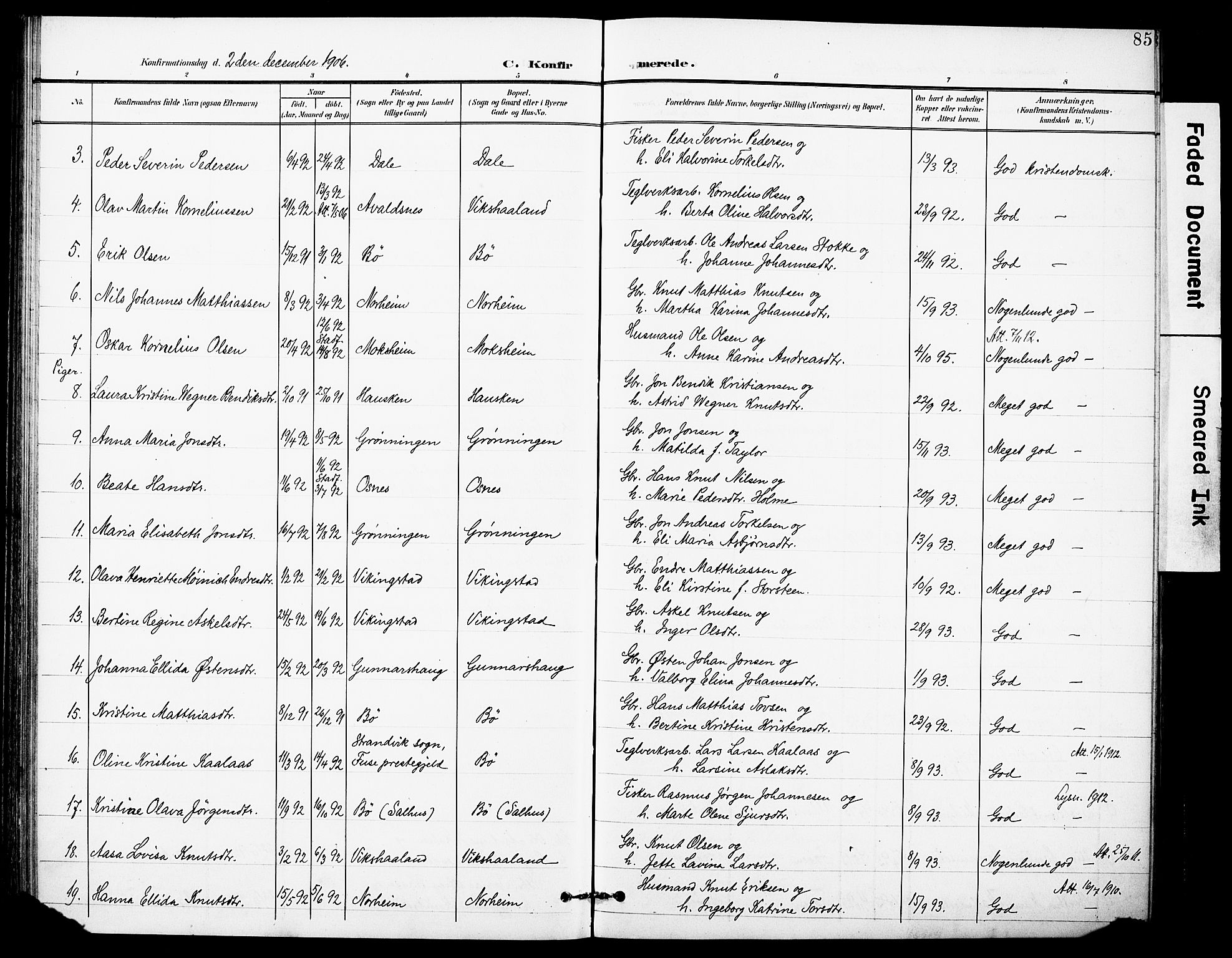 Torvastad sokneprestkontor, AV/SAST-A -101857/H/Ha/Haa/L0017: Parish register (official) no. A 16, 1899-1911, p. 85