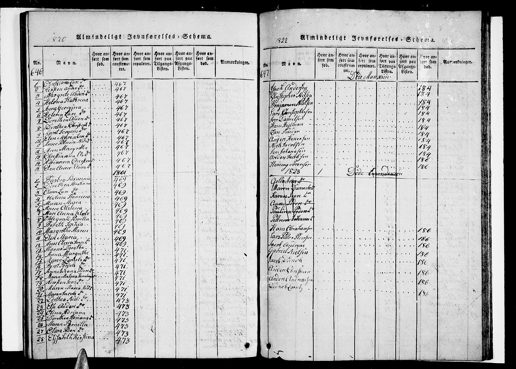 Ministerialprotokoller, klokkerbøker og fødselsregistre - Nordland, AV/SAT-A-1459/838/L0554: Parish register (copy) no. 838C01, 1820-1828, p. 646-647