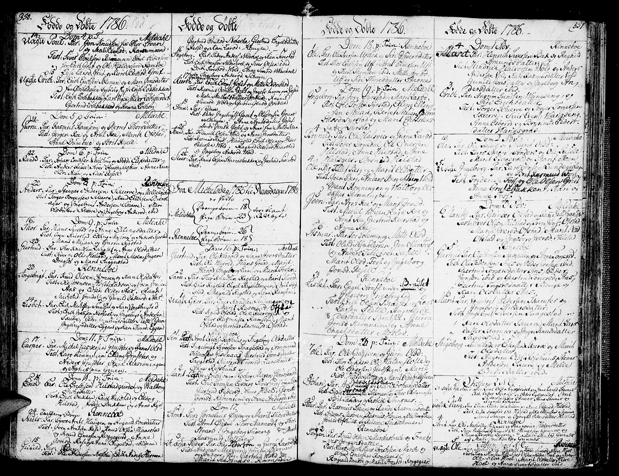 Ministerialprotokoller, klokkerbøker og fødselsregistre - Sør-Trøndelag, SAT/A-1456/672/L0852: Parish register (official) no. 672A05, 1776-1815, p. 350-351