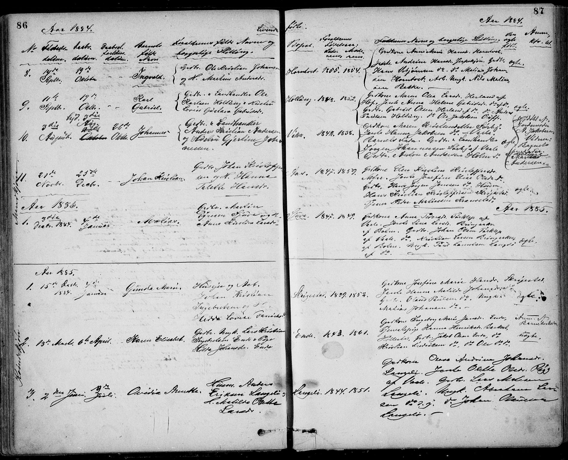 Ramnes kirkebøker, AV/SAKO-A-314/G/Gb/L0001: Parish register (copy) no. II 1, 1869-1904, p. 86-87