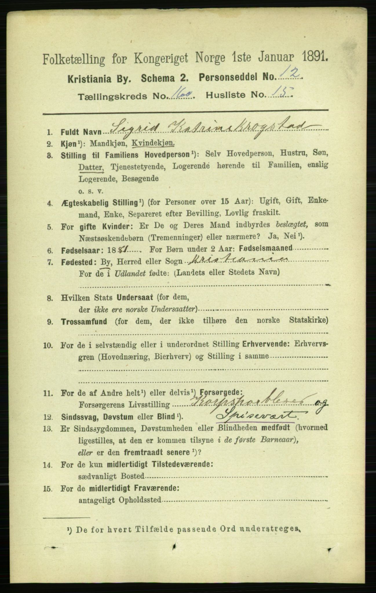 RA, 1891 census for 0301 Kristiania, 1891, p. 91053