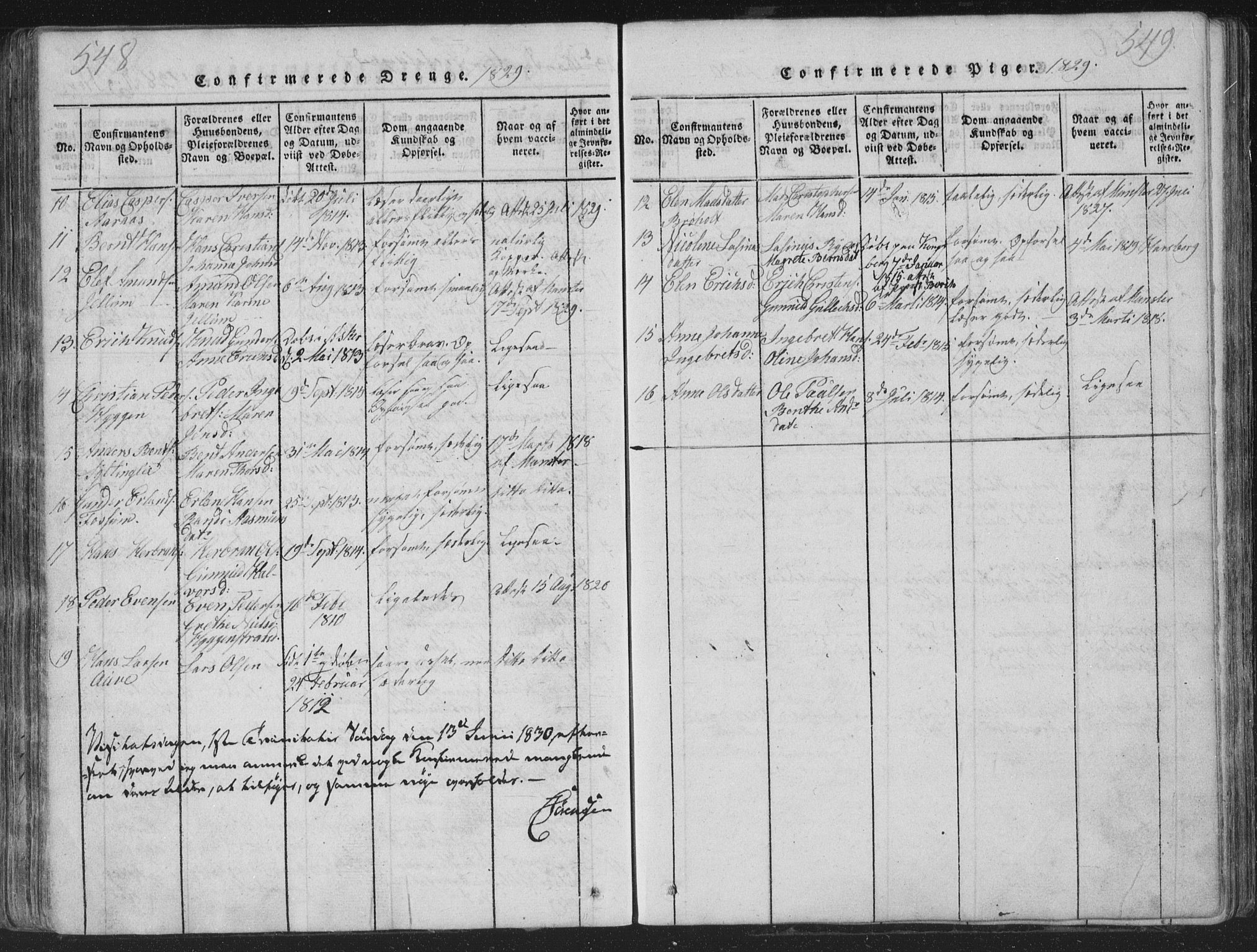 Røyken kirkebøker, AV/SAKO-A-241/G/Ga/L0003: Parish register (copy) no. 3, 1814-1856, p. 548-549