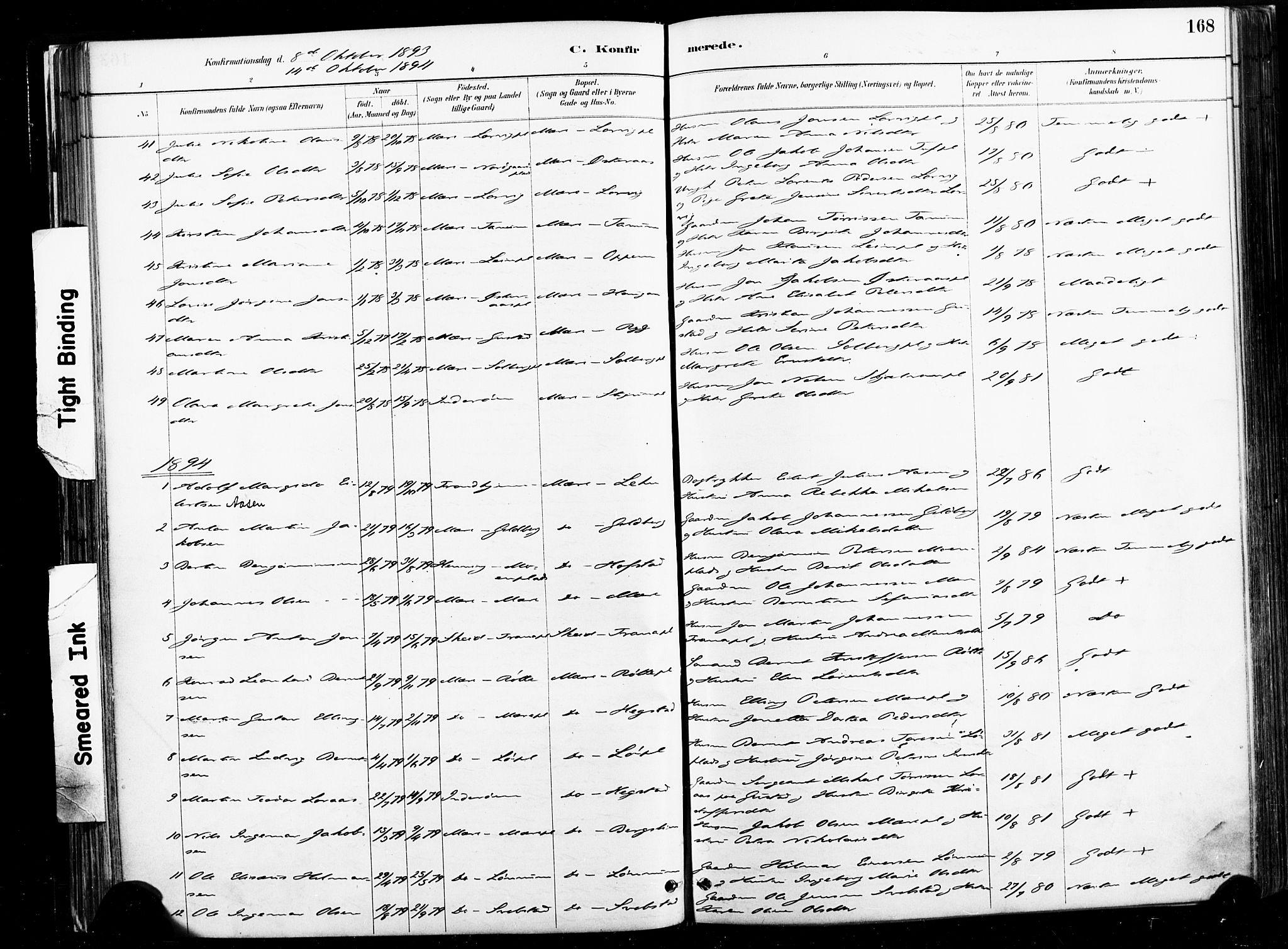 Ministerialprotokoller, klokkerbøker og fødselsregistre - Nord-Trøndelag, SAT/A-1458/735/L0351: Parish register (official) no. 735A10, 1884-1908, p. 168