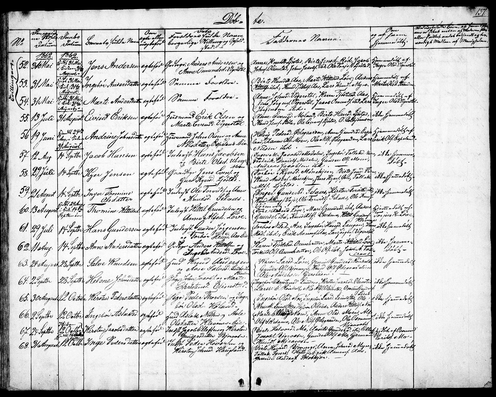 Gjerstad sokneprestkontor, SAK/1111-0014/F/Fb/Fbb/L0002: Parish register (copy) no. B 2, 1831-1862, p. 137