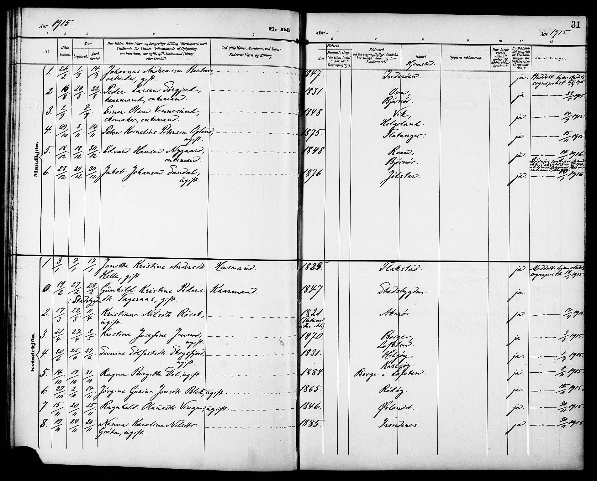 Ministerialprotokoller, klokkerbøker og fødselsregistre - Sør-Trøndelag, SAT/A-1456/629/L0486: Parish register (official) no. 629A02, 1894-1919, p. 31