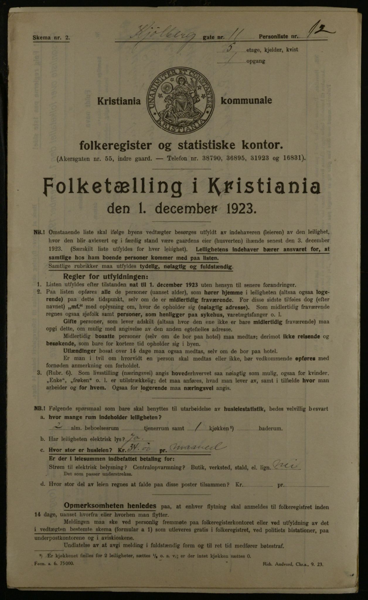 OBA, Municipal Census 1923 for Kristiania, 1923, p. 57862