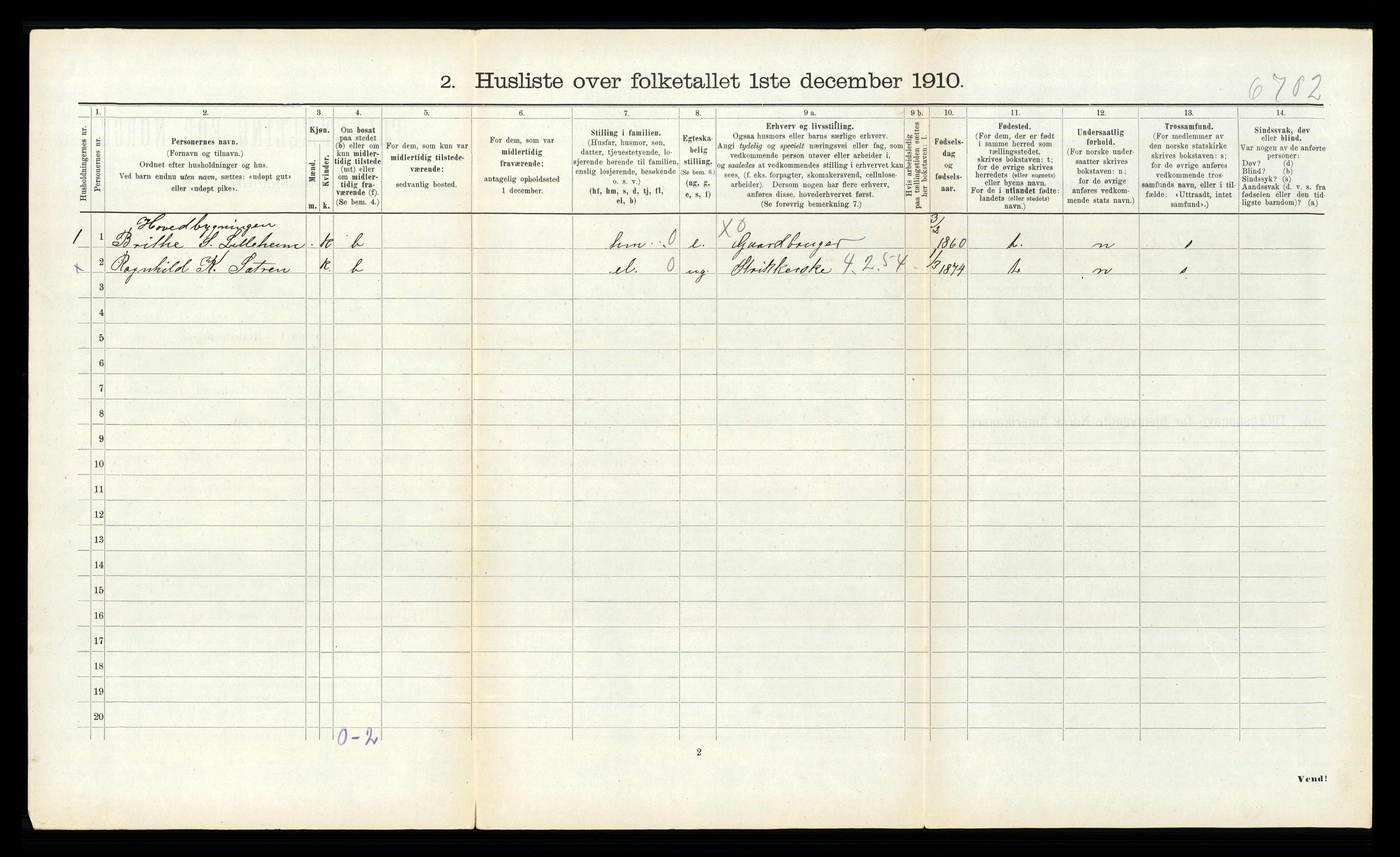 RA, 1910 census for Hornindal, 1910, p. 277