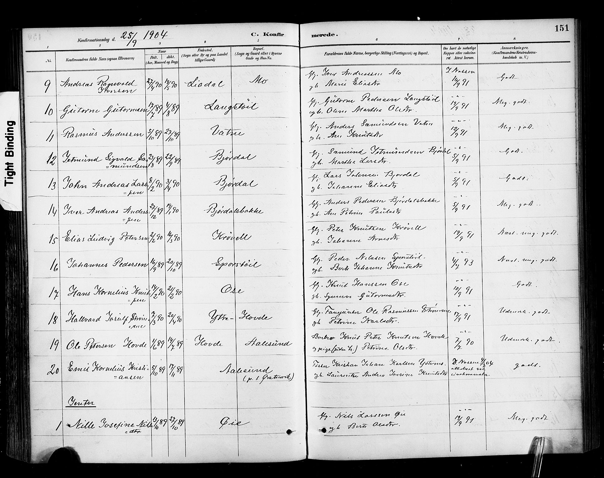 Ministerialprotokoller, klokkerbøker og fødselsregistre - Møre og Romsdal, AV/SAT-A-1454/513/L0177: Parish register (official) no. 513A04, 1890-1906, p. 151