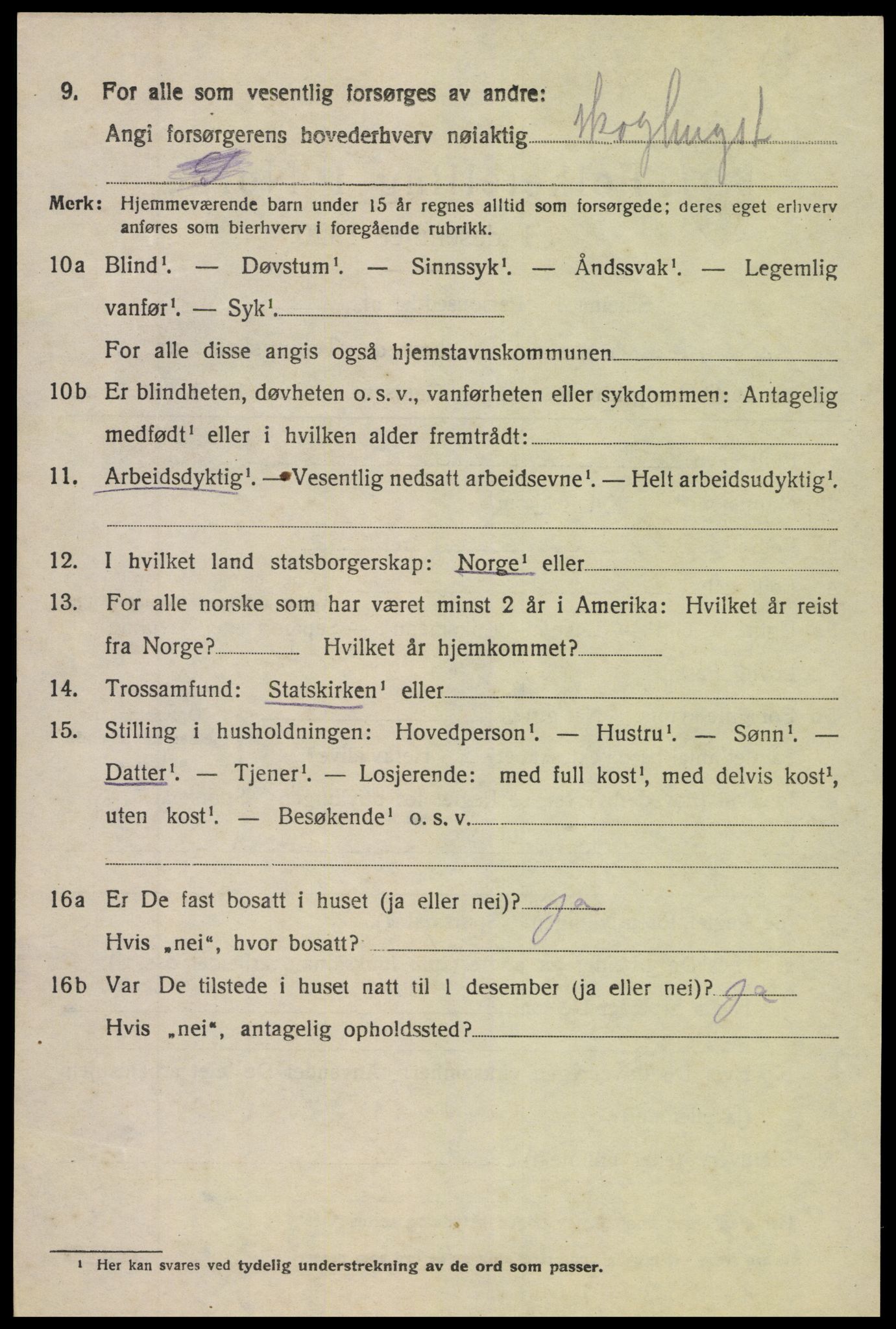 SAK, 1920 census for Vegårshei, 1920, p. 1897