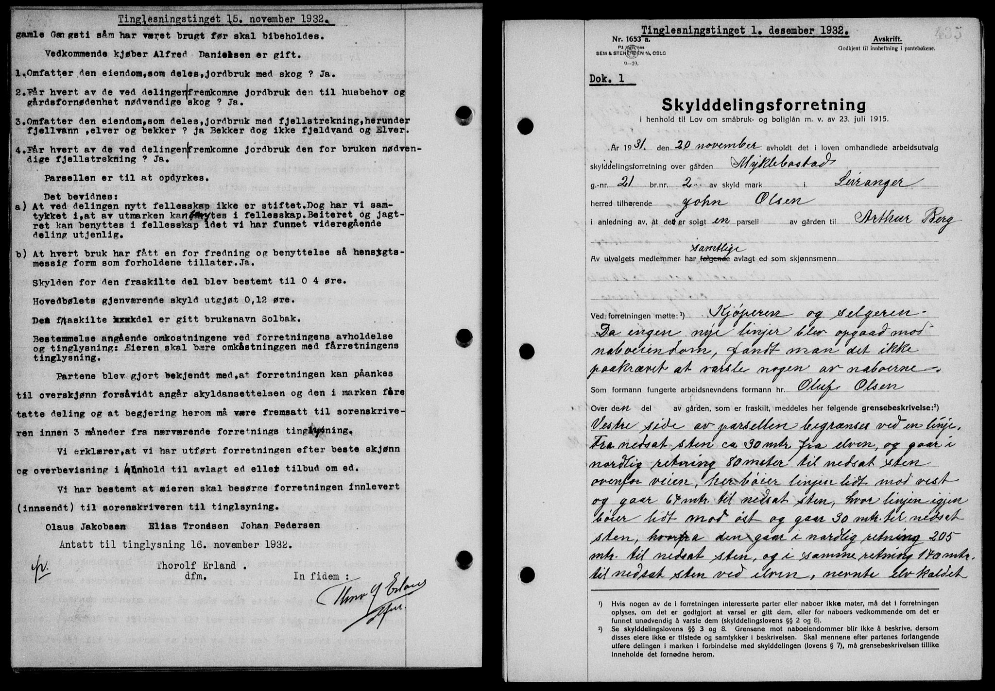 Steigen og Ofoten sorenskriveri, SAT/A-0030/1/2/2C/L0022/0001: Mortgage book no. 25-II og 26-I, 1932-1933, Deed date: 01.12.1932