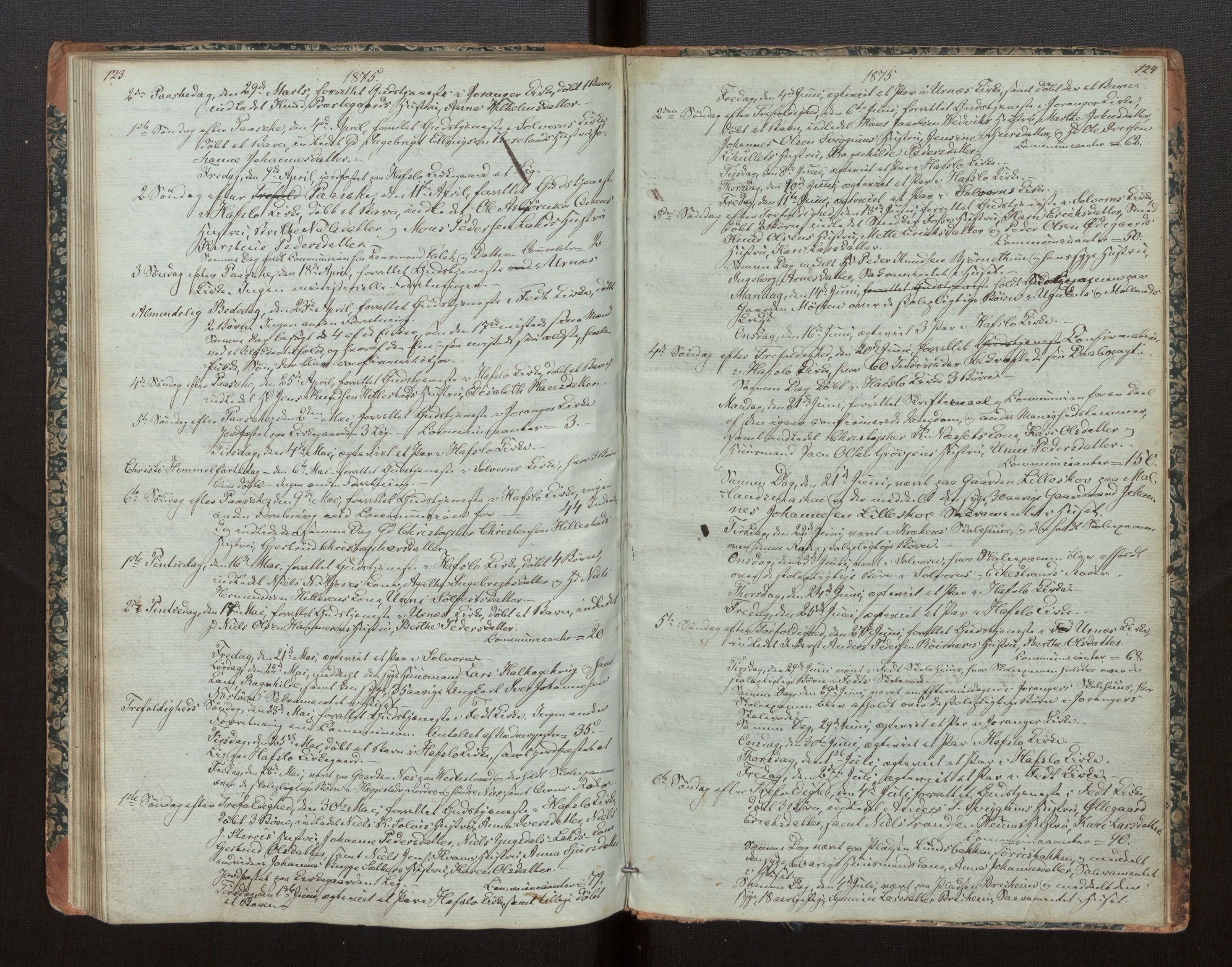 Hafslo sokneprestembete, SAB/A-80301/H/Haa/Haaf/L0002: Diary records no. F 2, 1854-1879, p. 123-124