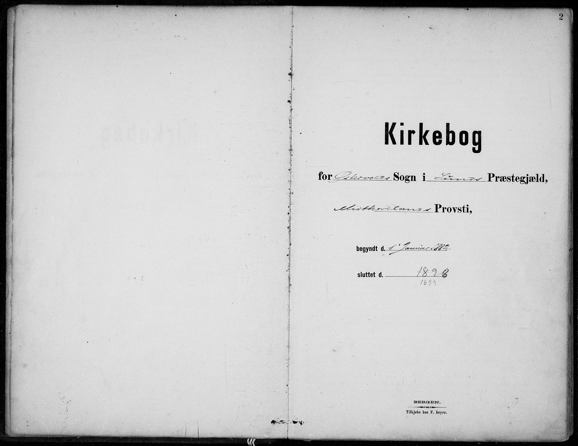 Sund sokneprestembete, SAB/A-99930: Parish register (official) no. C  1, 1882-1899, p. 2