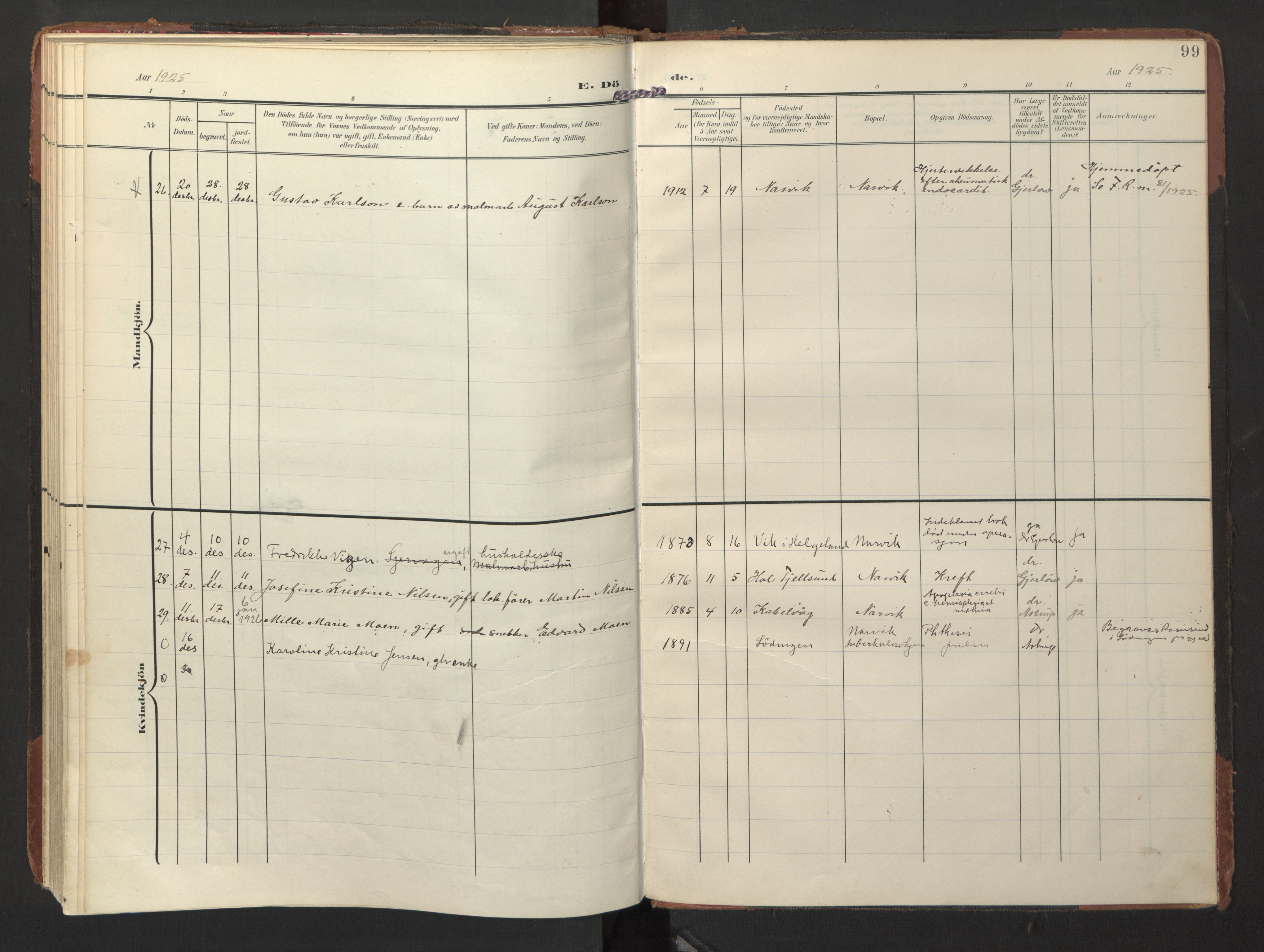 Ministerialprotokoller, klokkerbøker og fødselsregistre - Nordland, AV/SAT-A-1459/871/L1000: Parish register (official) no. 871A16, 1902-1925, p. 99